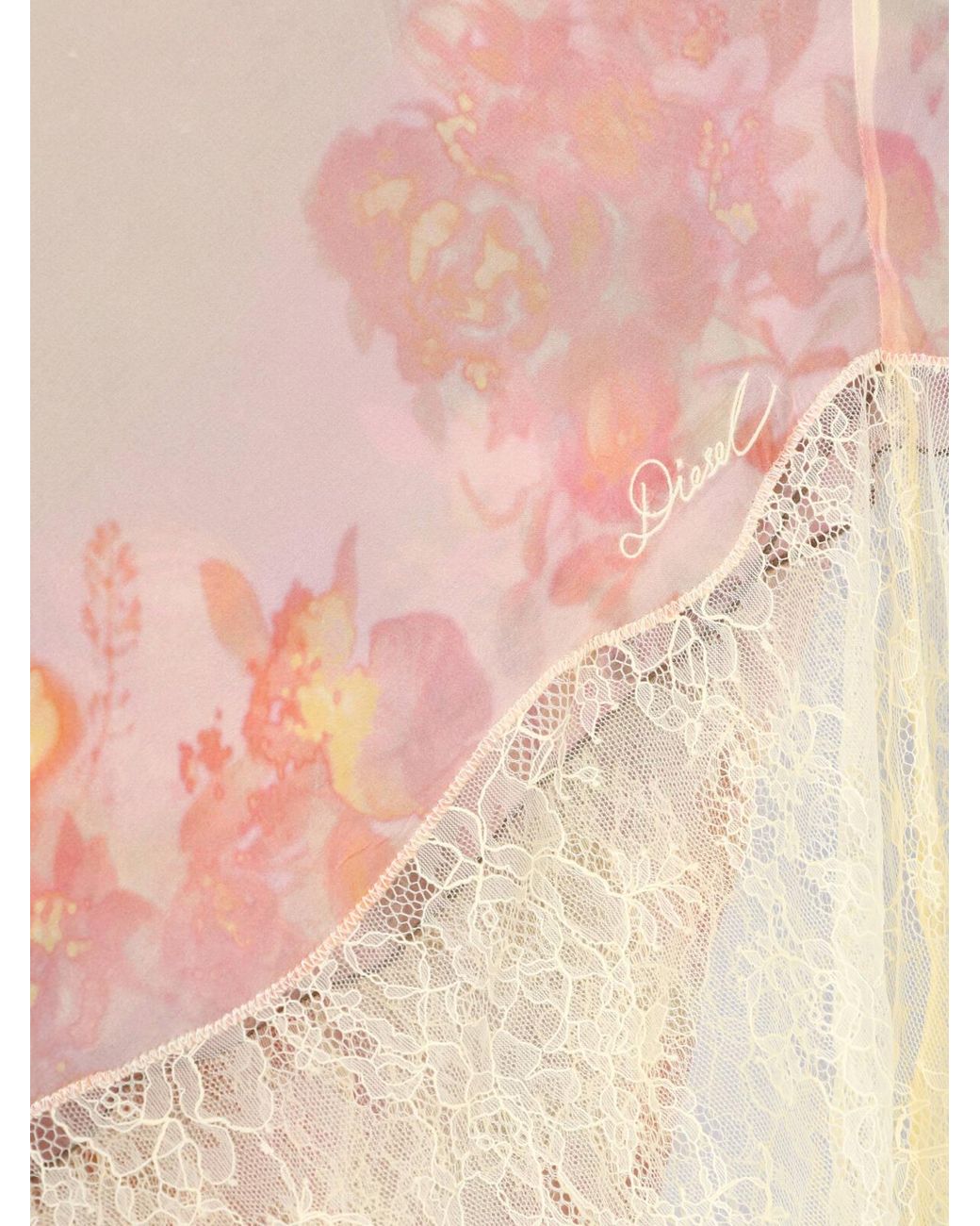 DIESEL White Floral Lace Asymmetric Dress
