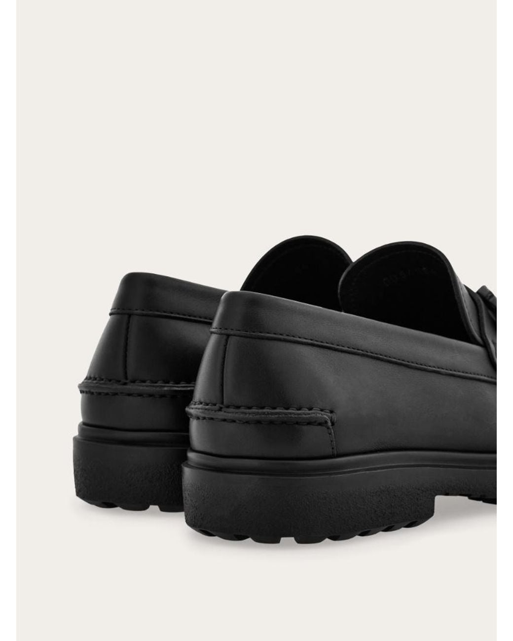 Ferragamo Black Loafer With Gancini Buckle for men