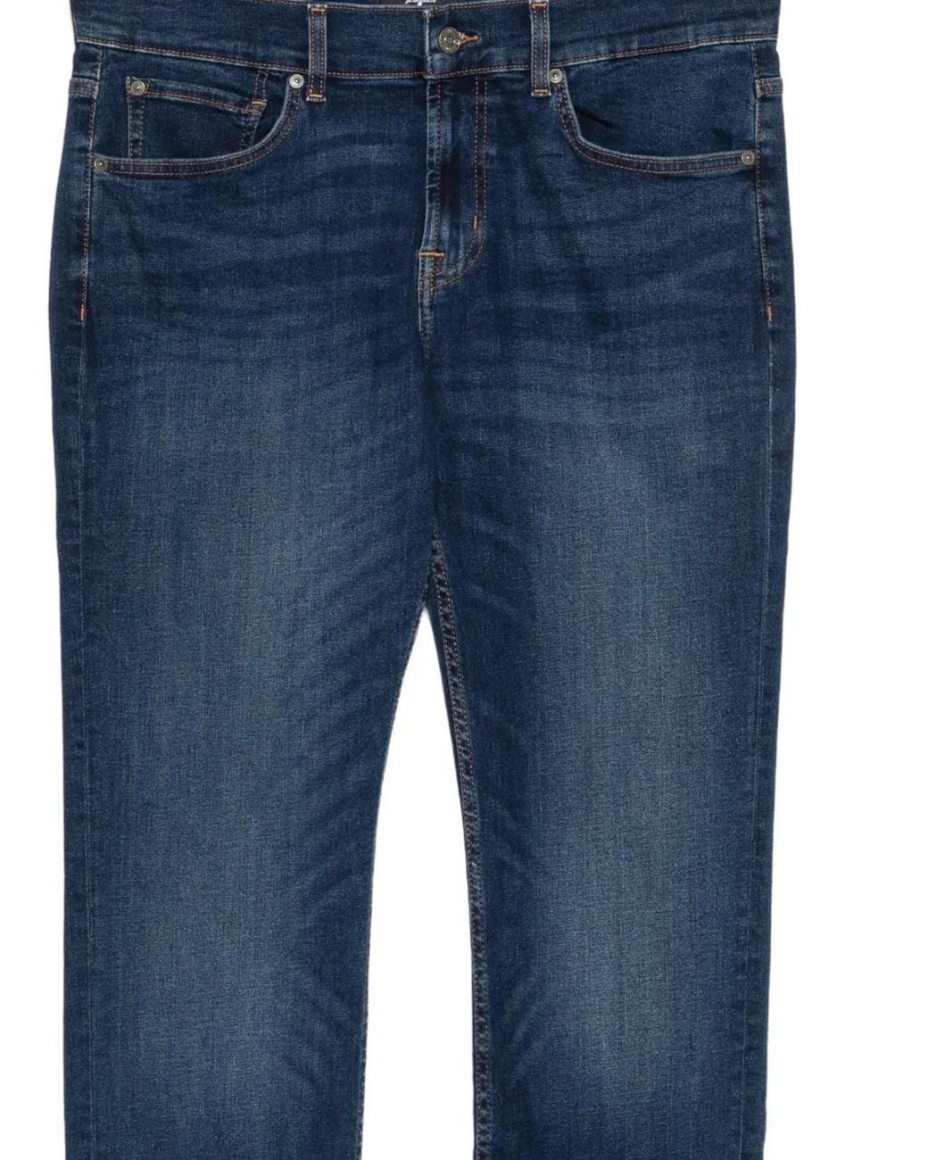 7 For All Mankind Blue Faded-Effect Straight-Leg Jeans for men