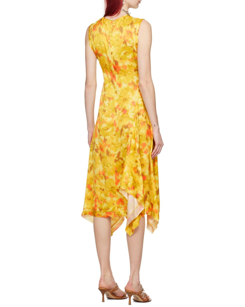 Acne Yellow Sleeveless Midi Dress