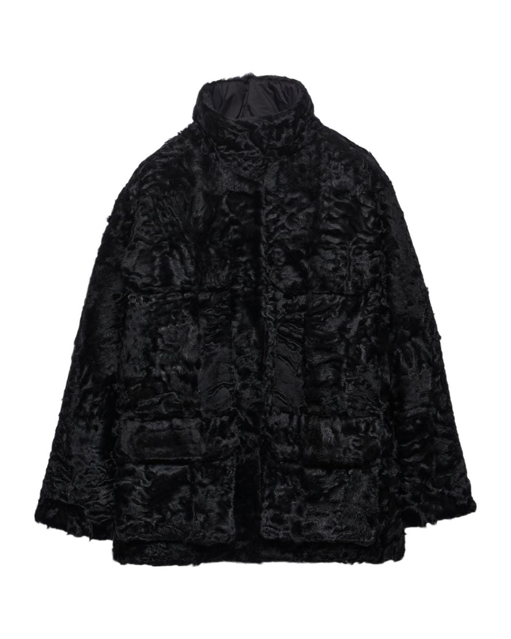 Prada Black Shearling Caban Jacket