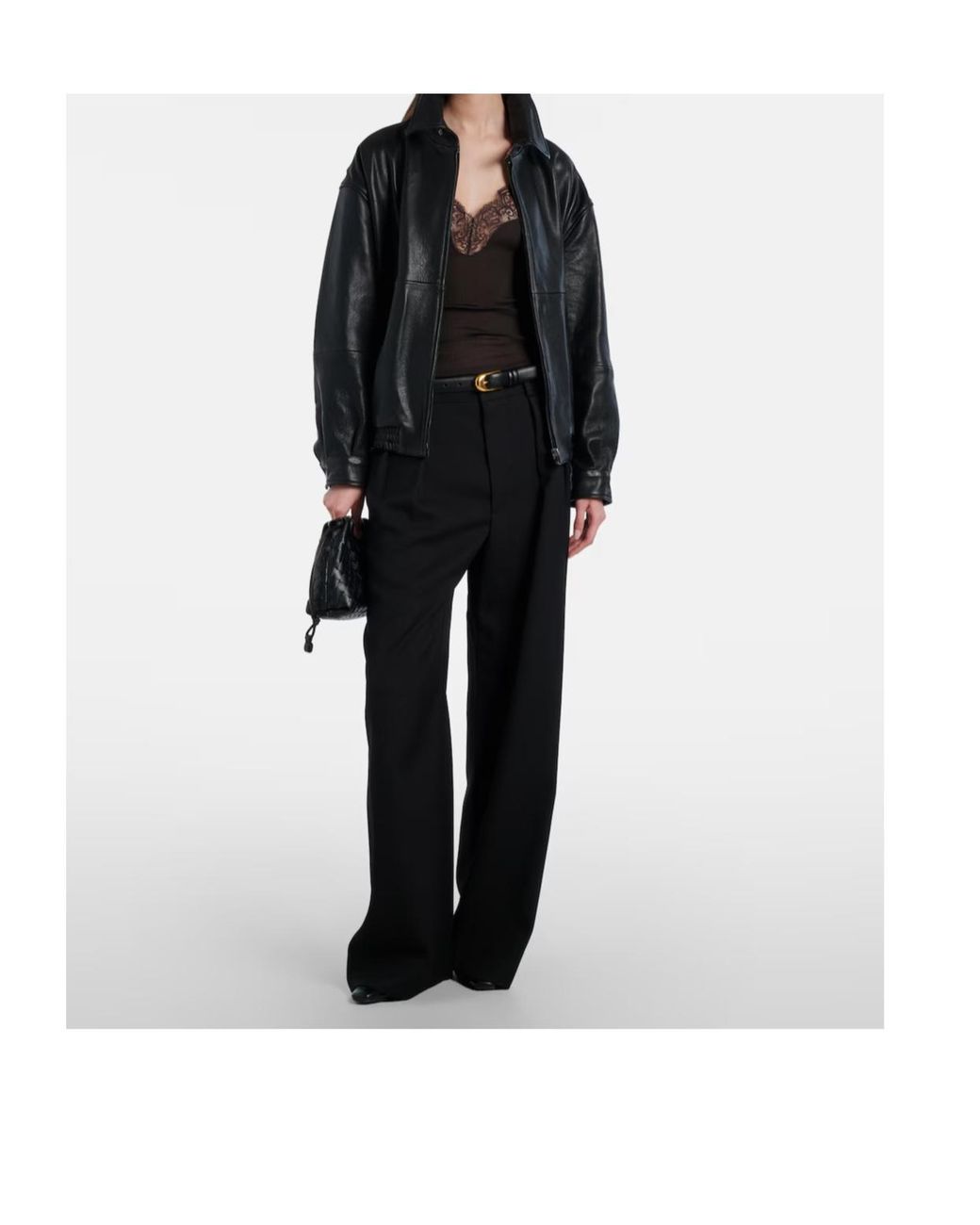 Nour Hammour Black Long-Sleeved Leather Jacket