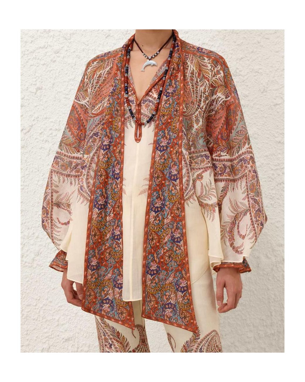 Zimmermann Brown Rhiannon Tie Neck Blouse