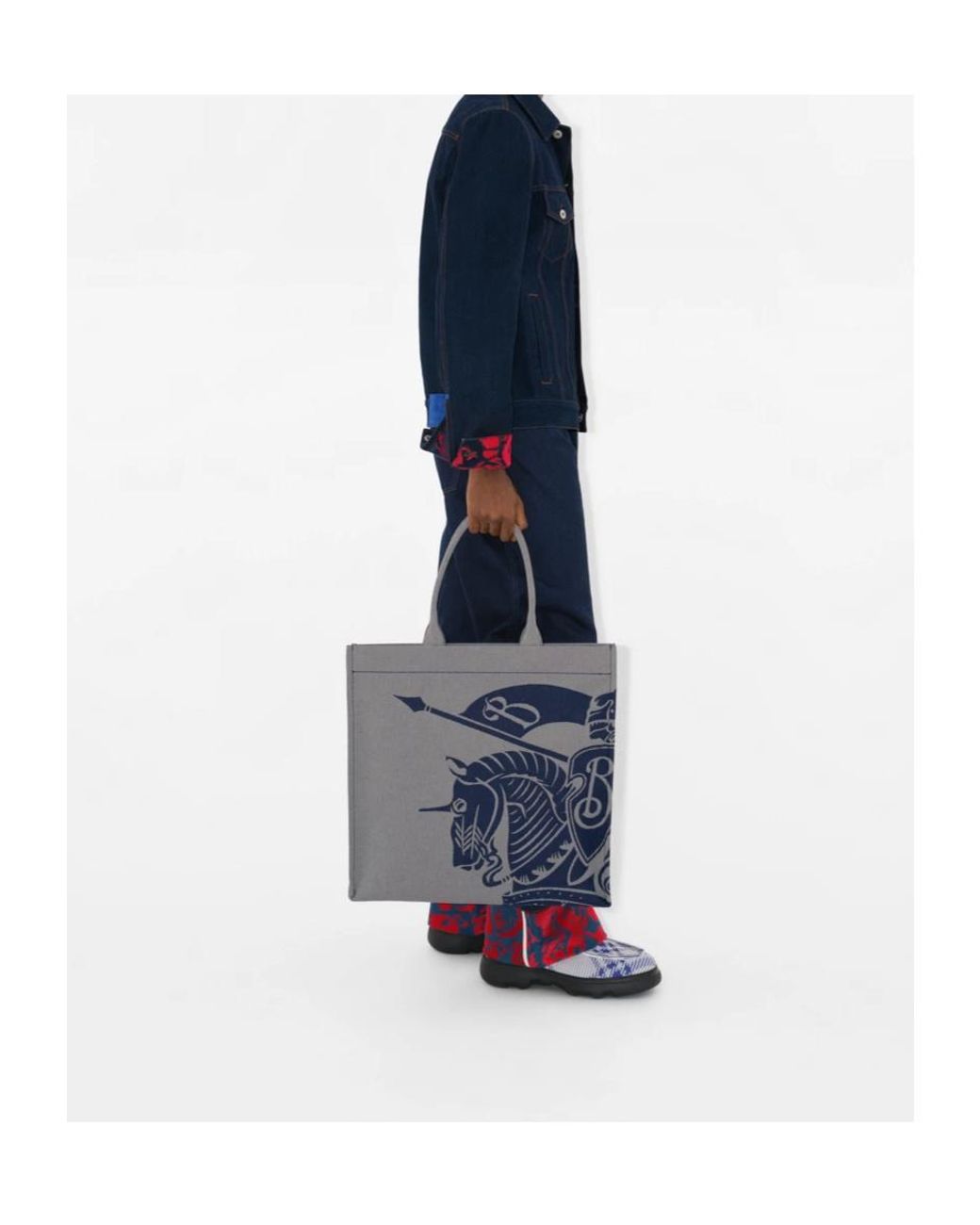 Burberry Blue Equestrian Knight Motif Top Handle Bag for men