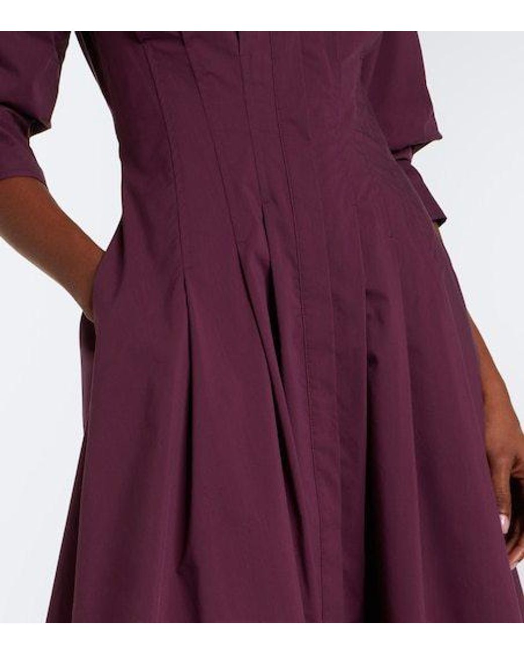 Jonathan Simkhai Purple Jazz Pleated Cotton Poplin Shirt Dress