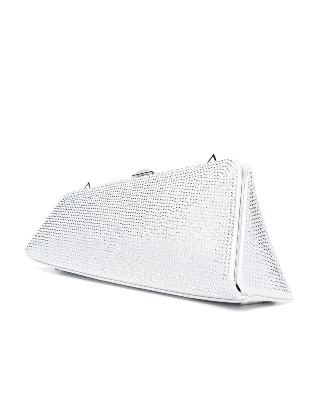The Attico White The Long Night Embellished Asymmetric Clutch Bag