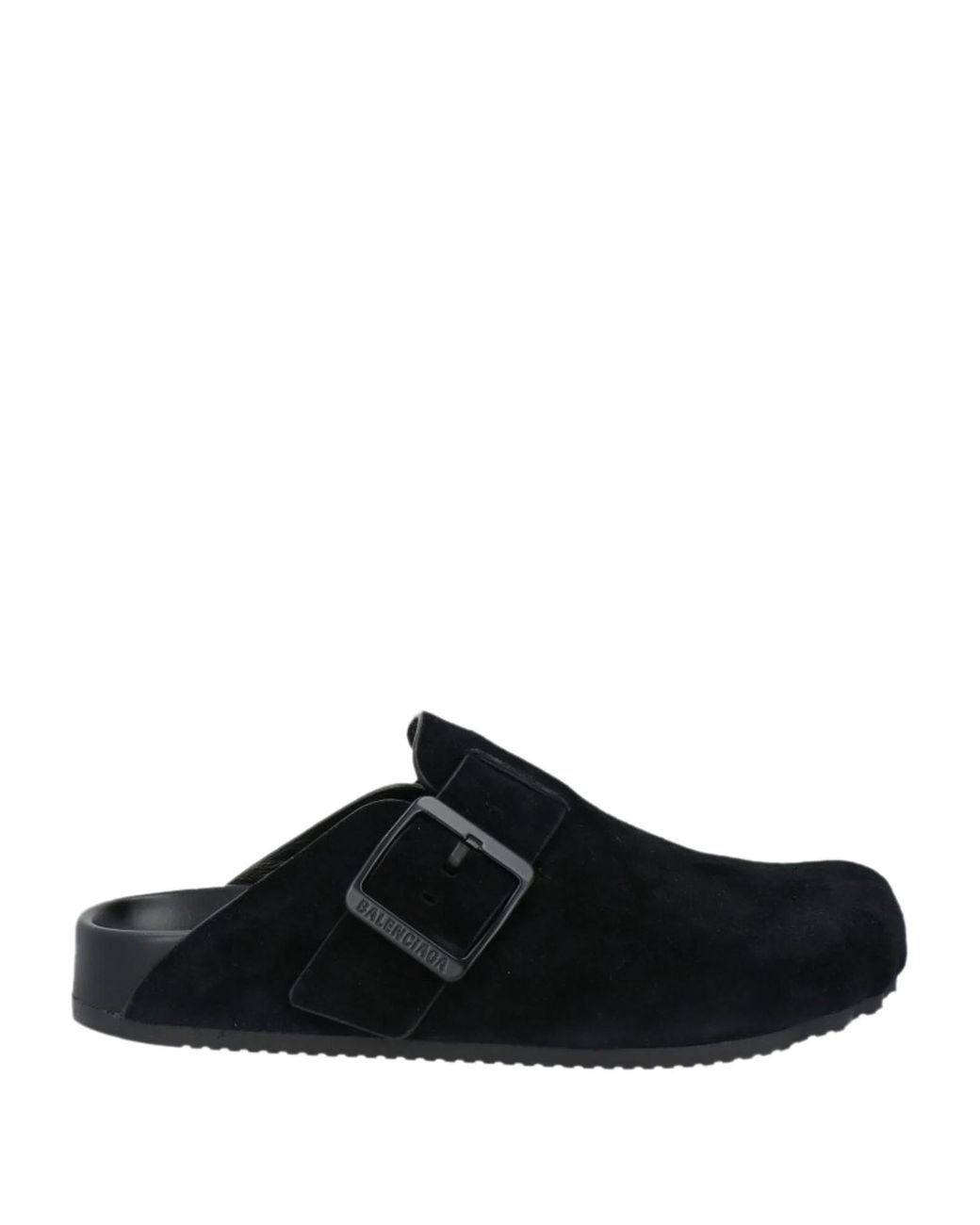 Balenciaga Black Suede Mules With Round Toe