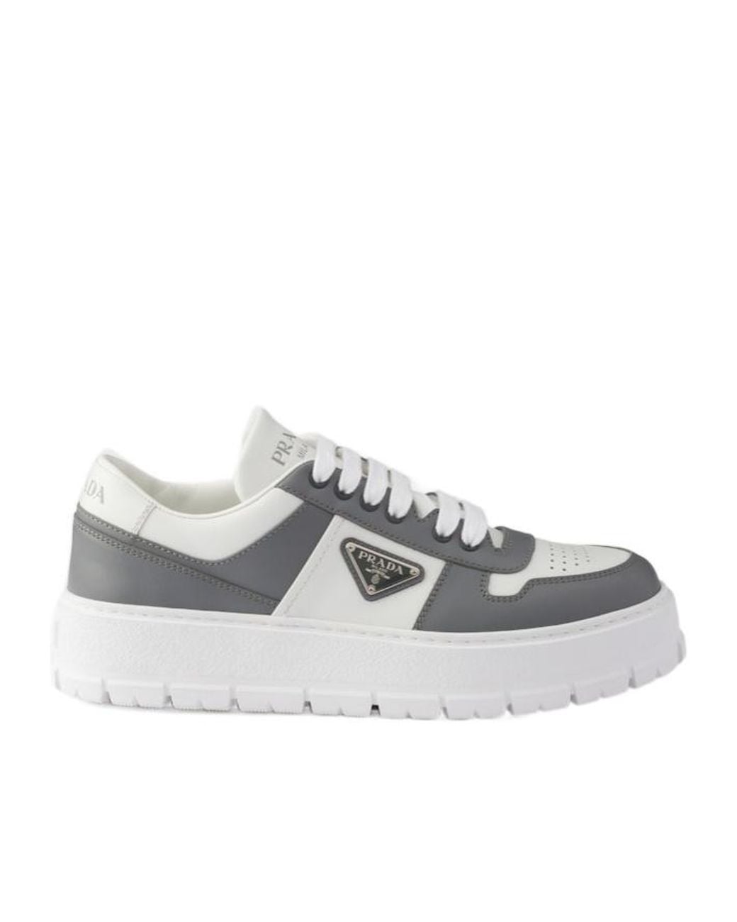 Prada Gray Leather Sneakers for men