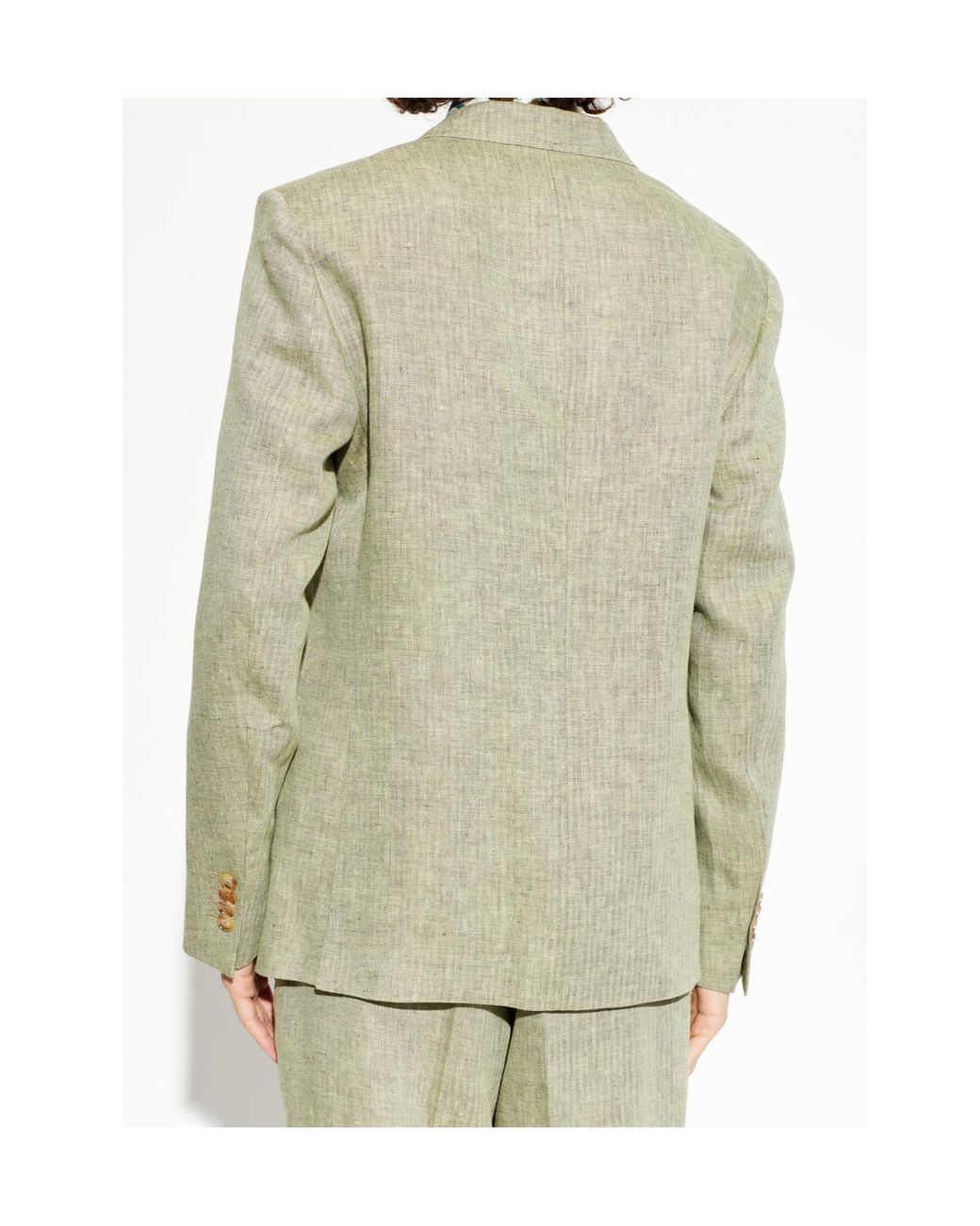 Etro Green Single-Breasted Herringbone Patterned Blazer for men