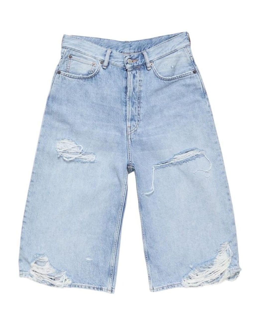 Acne Blue Distressed Denim Shorts for men