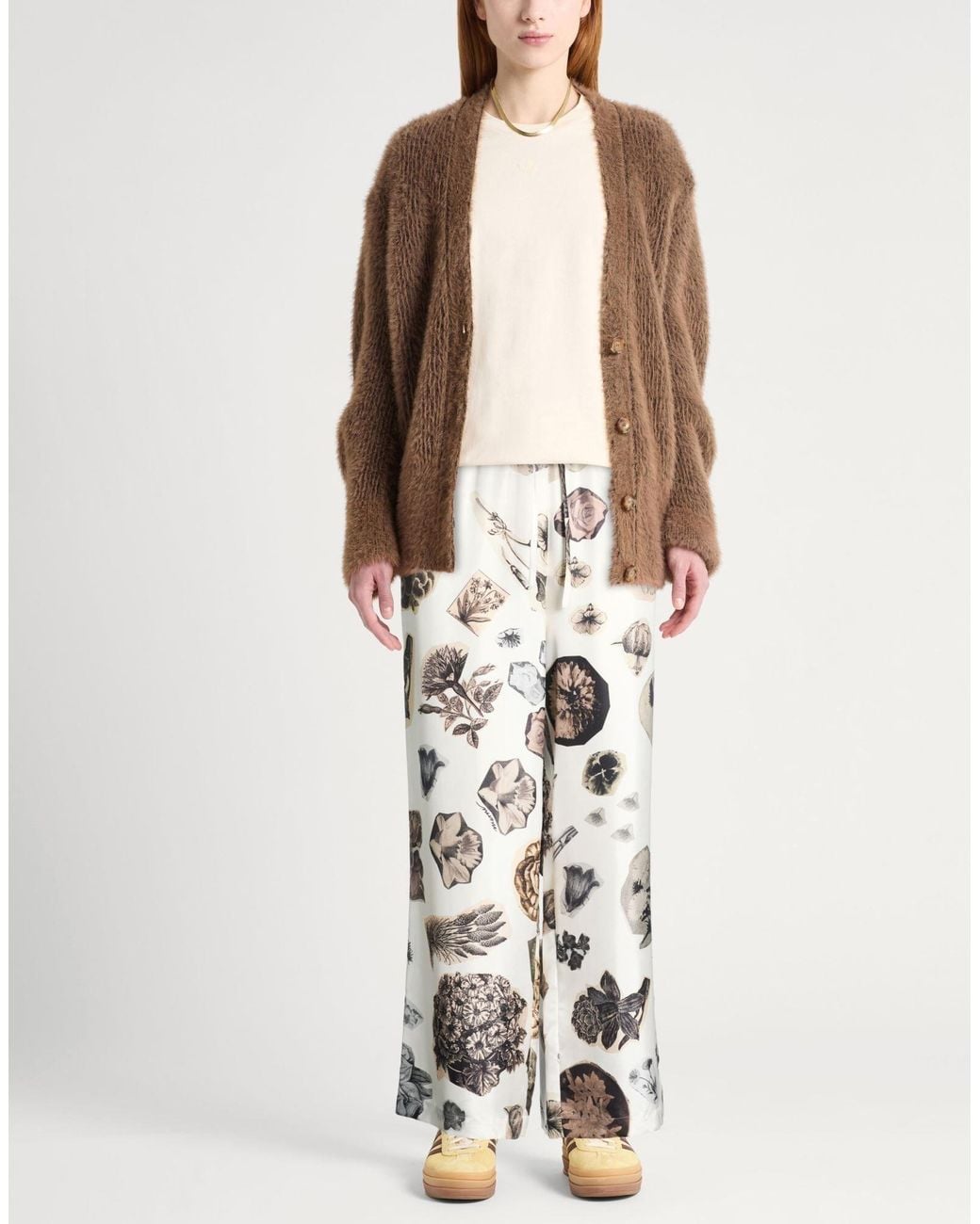 Marni White Floral Printed Trousers