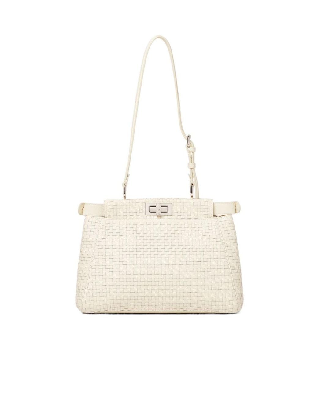 Fendi White Parchment-Colored Woven Leather Bag