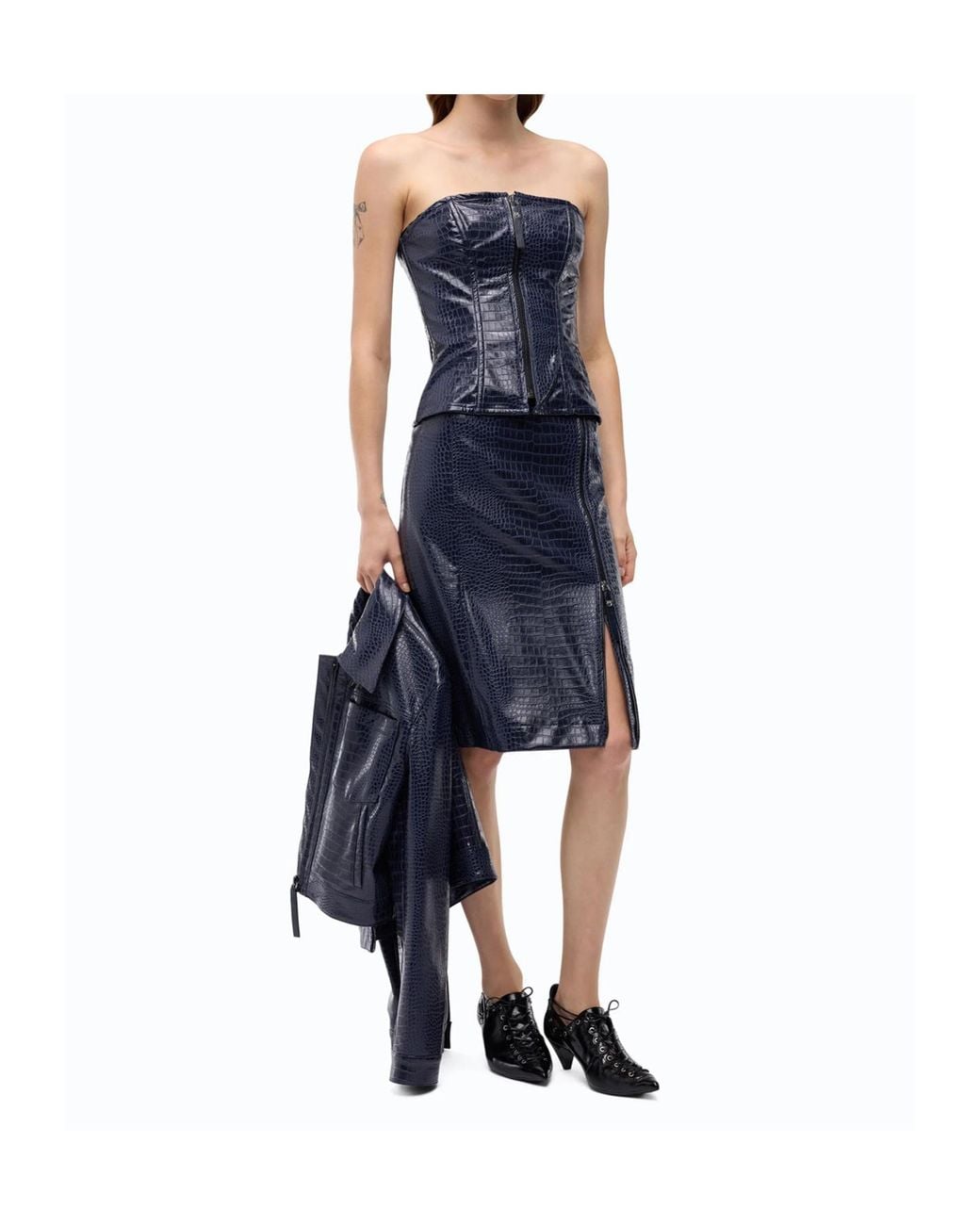 Pinko Blue Zip-Front Tube Top