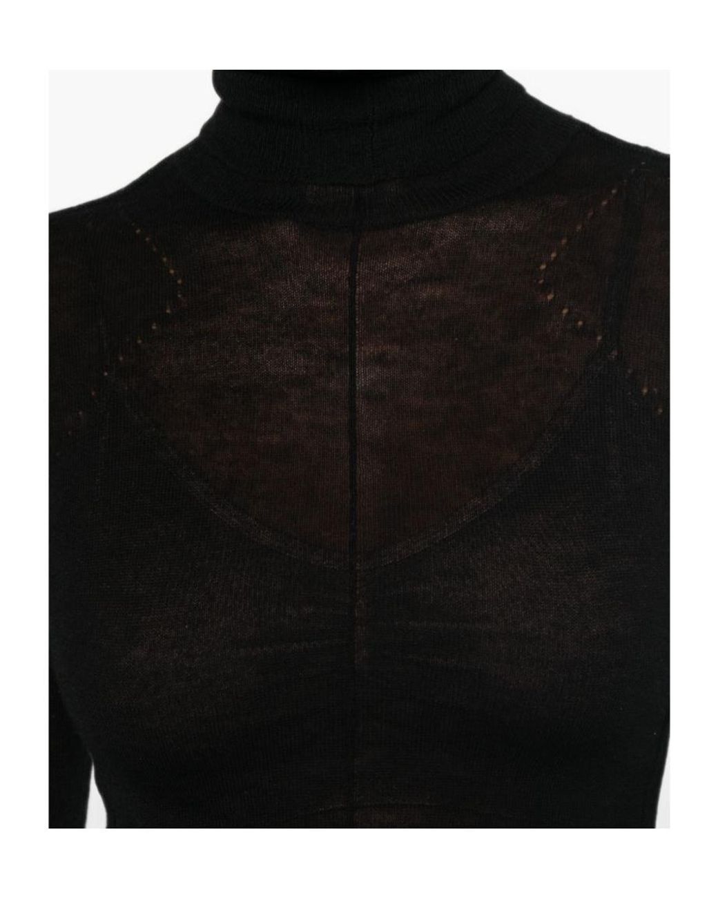 Elisabetta Franchi Black Sheer Turtleneck Knitted Sweater