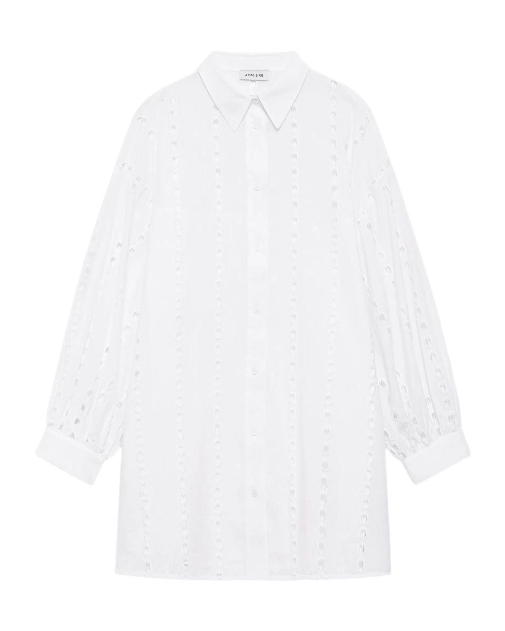 Anine Bing White Mariane Puff-Sleeved Shirt Dress