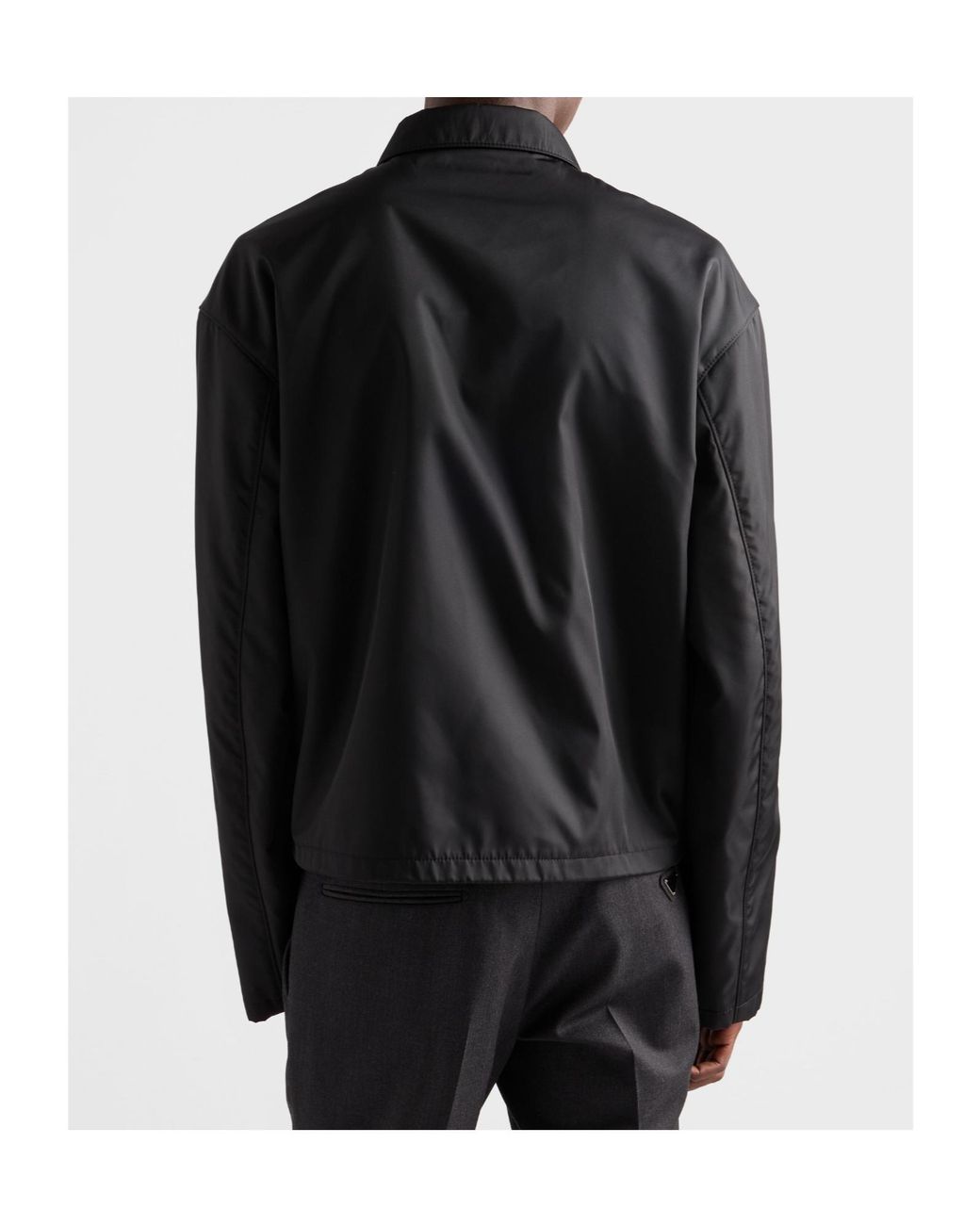 Prada Black Triangle-Patch Zipped Jacket for men