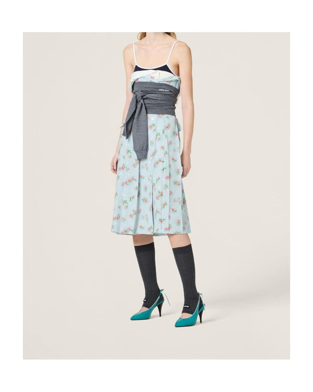 Miu Miu Blue Printed Marocain Dress