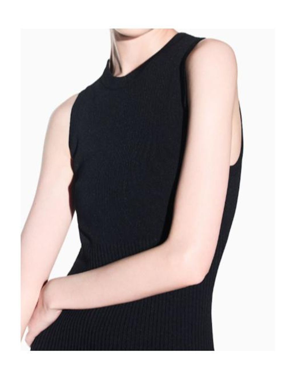 ARMANI EXCHANGE Black Ribbed-Knit Sleeveless Mini Dress