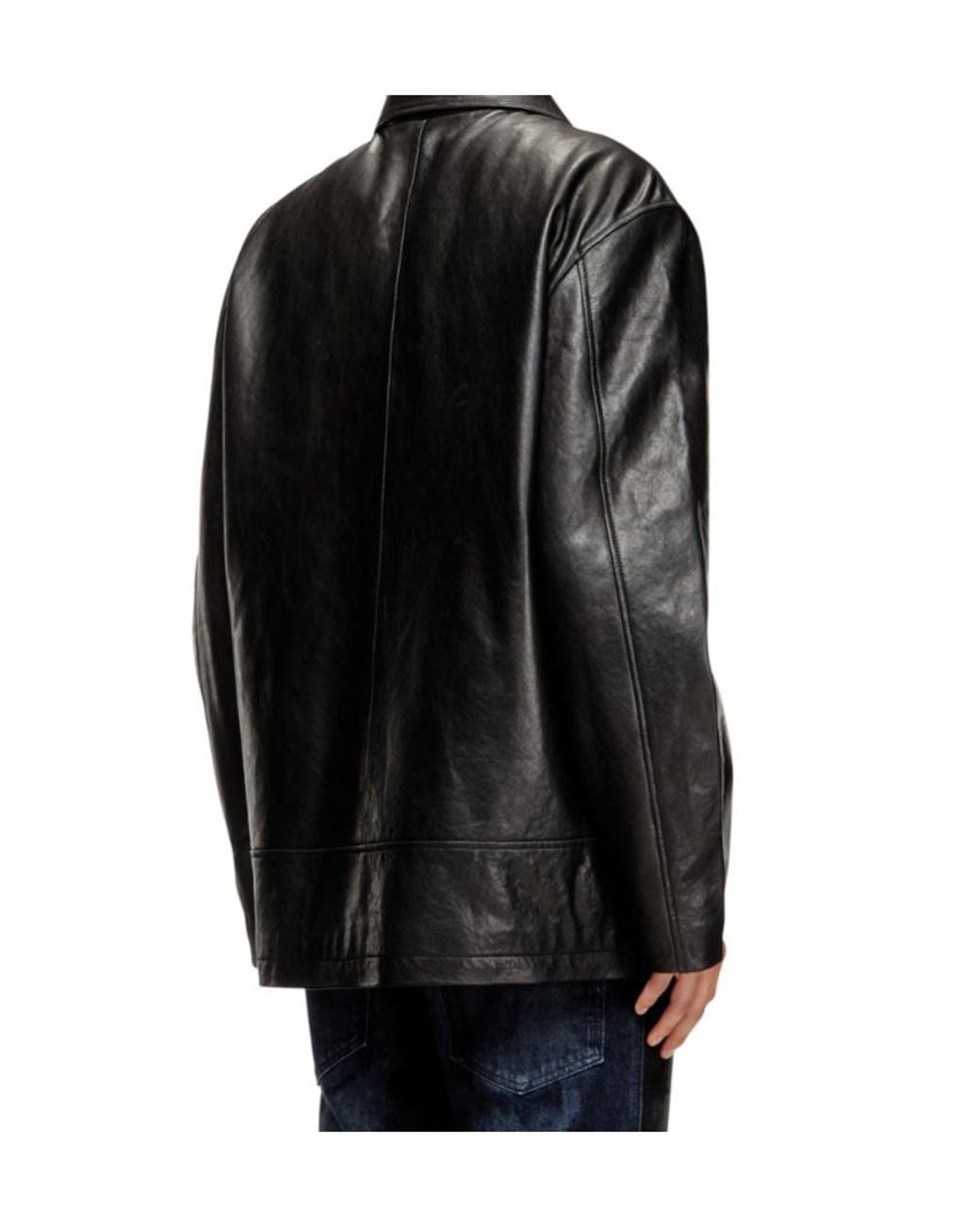DIESEL Black L-Jess Leather Jacket for men