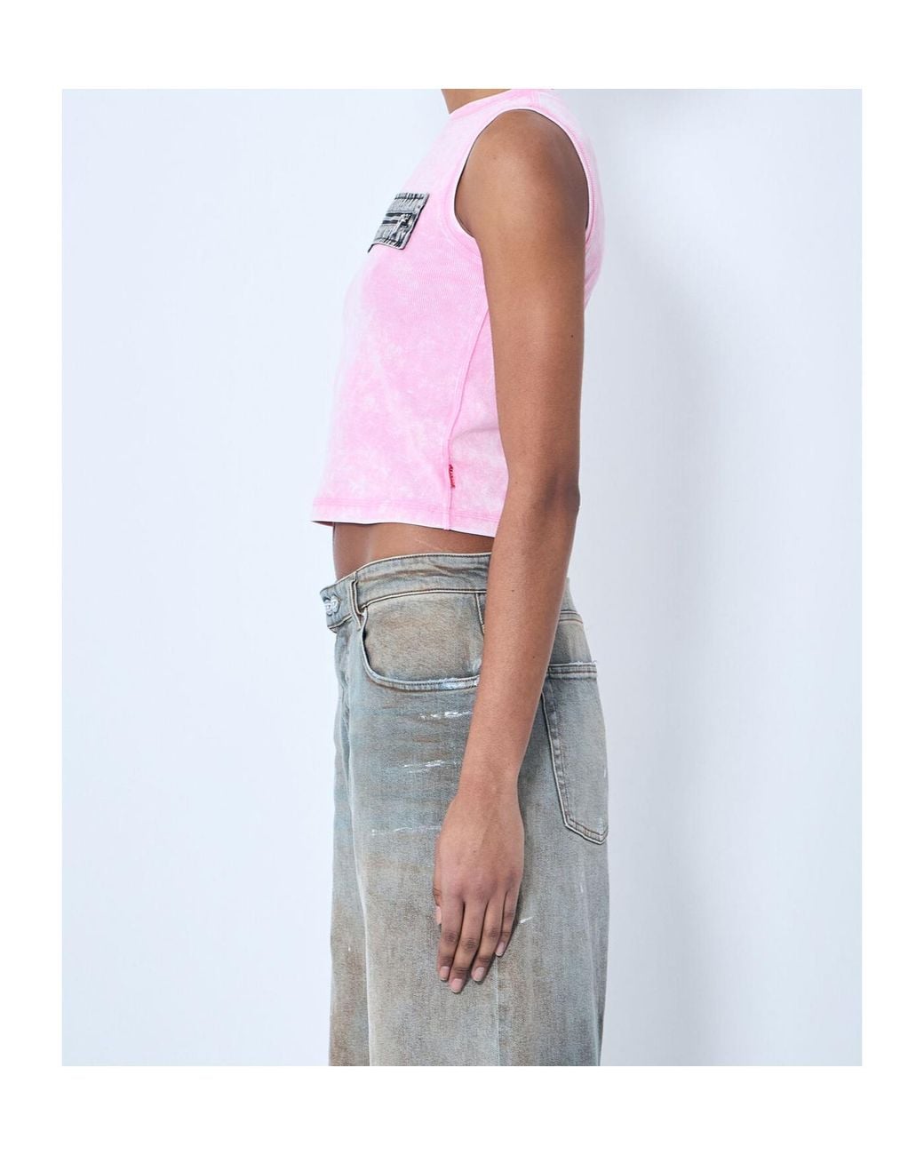 DIESEL Pink T-Arted Ribbed Tank Top
