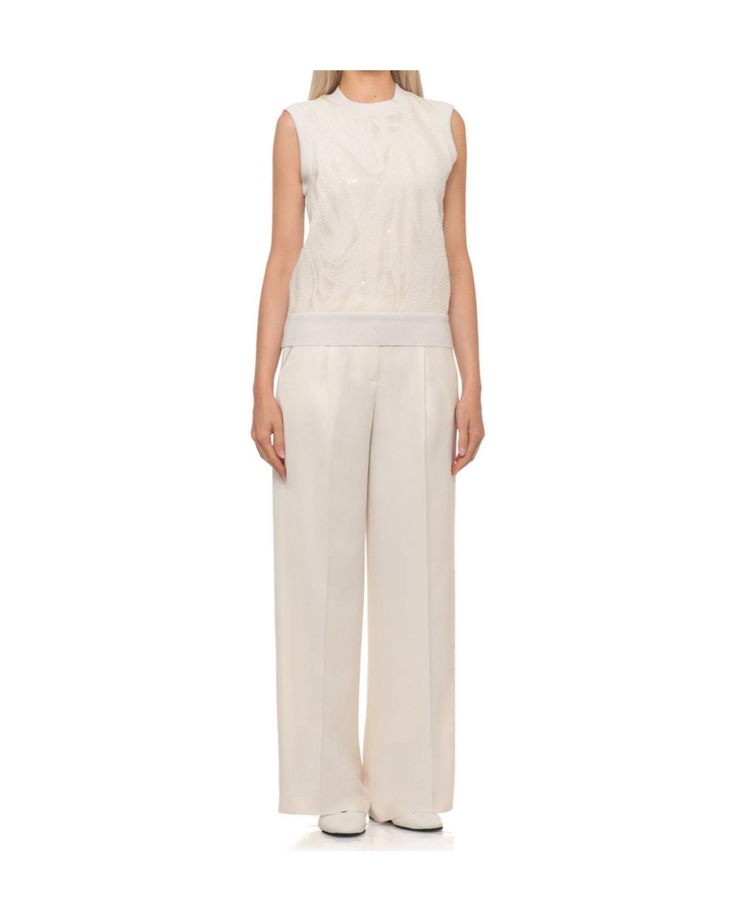 Peserico Natural Aurea Sequined Knitted Top