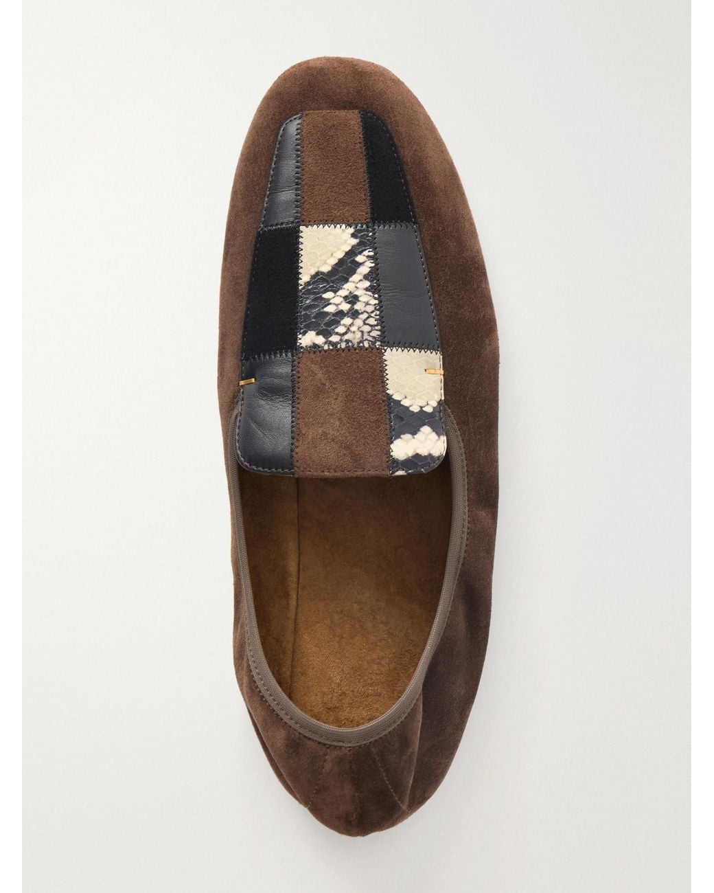 Khaite Brown Patchwork Leather And Suede Ballet Flats