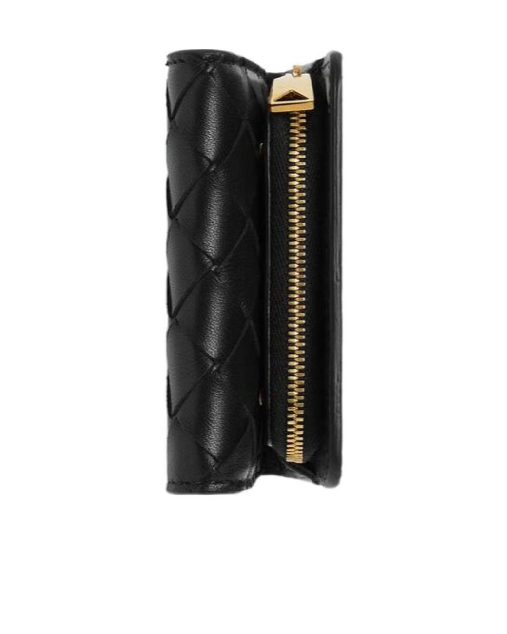 Bottega Veneta Black Intrecciato Compact Tri-Fold Wallet