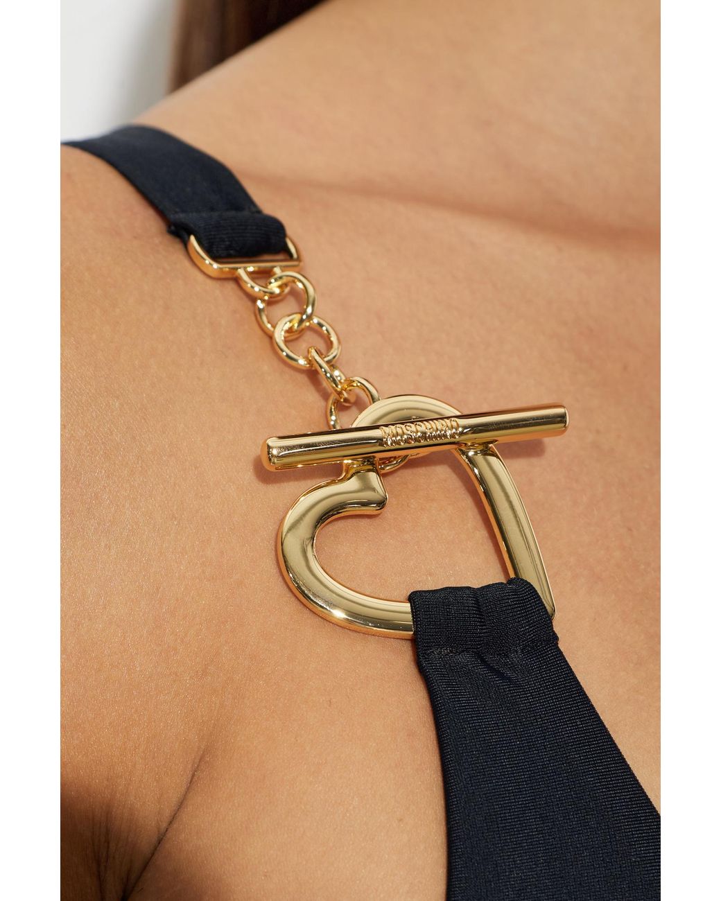Moschino Blue Logo Engraved One-Piece Swimsuit