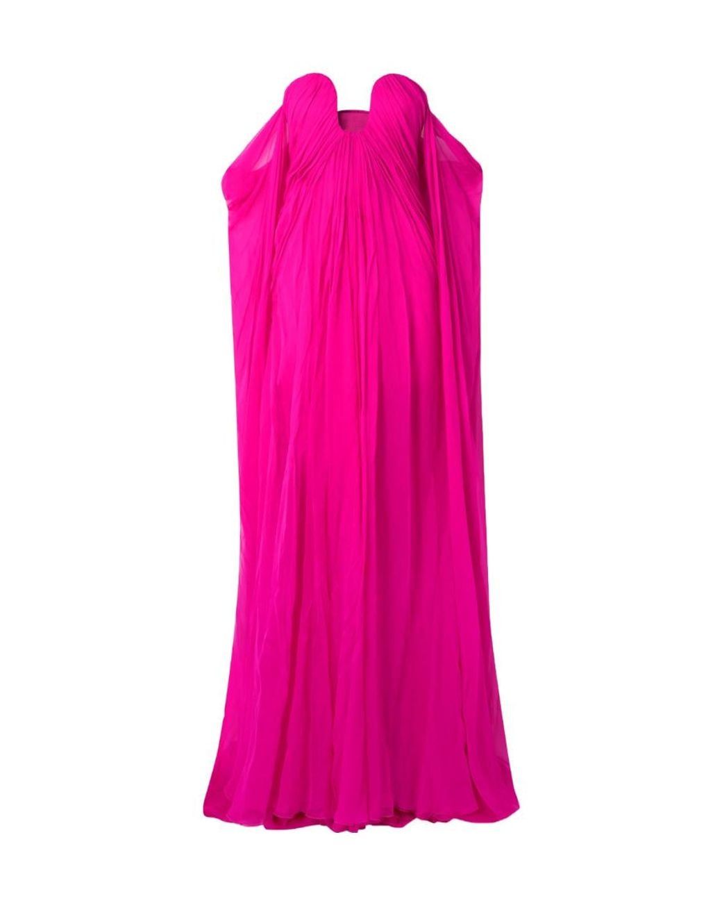 Valentino Pink Strapless Pleated Silk Chiffon Dress Dress