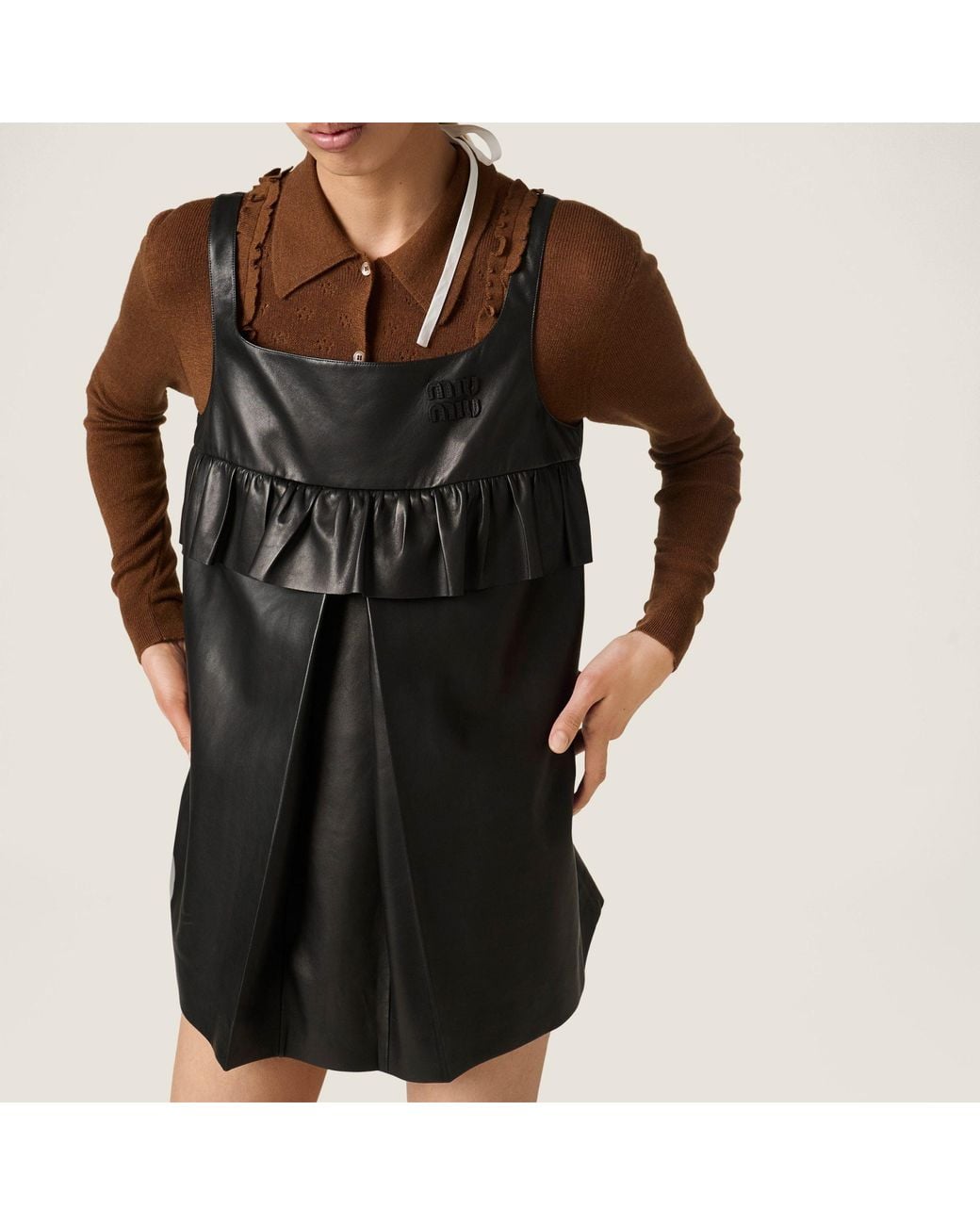 Miu Miu Black Nappa Leather Mini-Dress