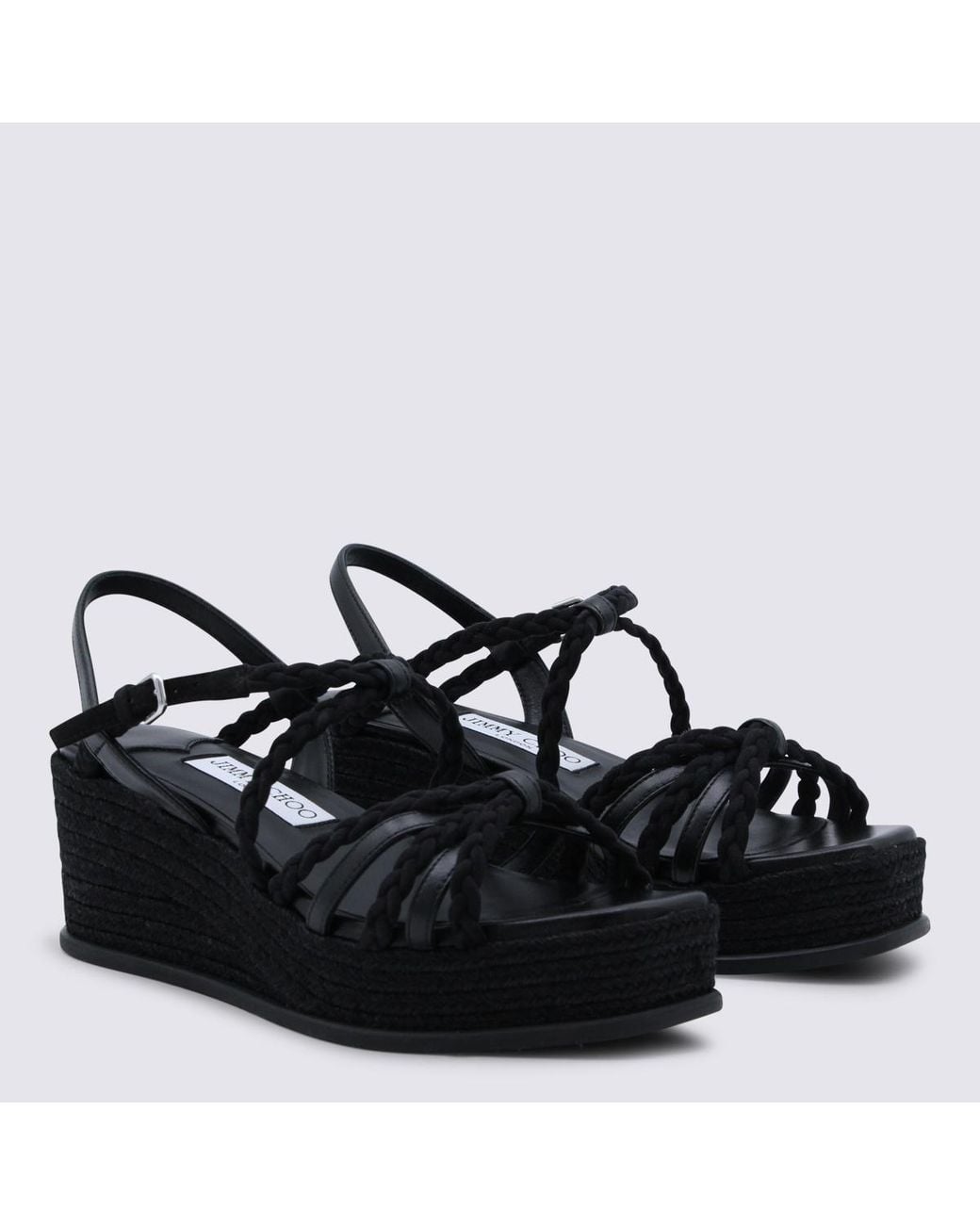 Jimmy Choo Black Nyra 60 Wedge Sandals