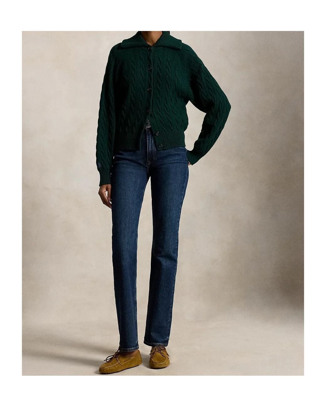 Polo Ralph Lauren Green Cable Knit Button Cardigan