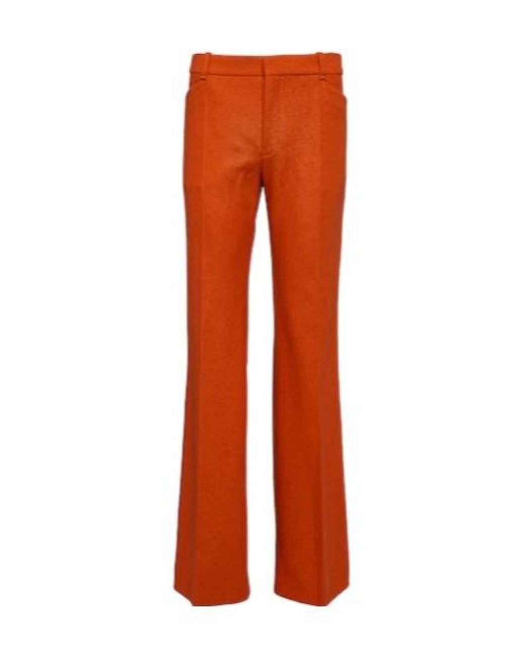 Chloé Orange Felted Wool And Cashmere Jersey Flared Pants