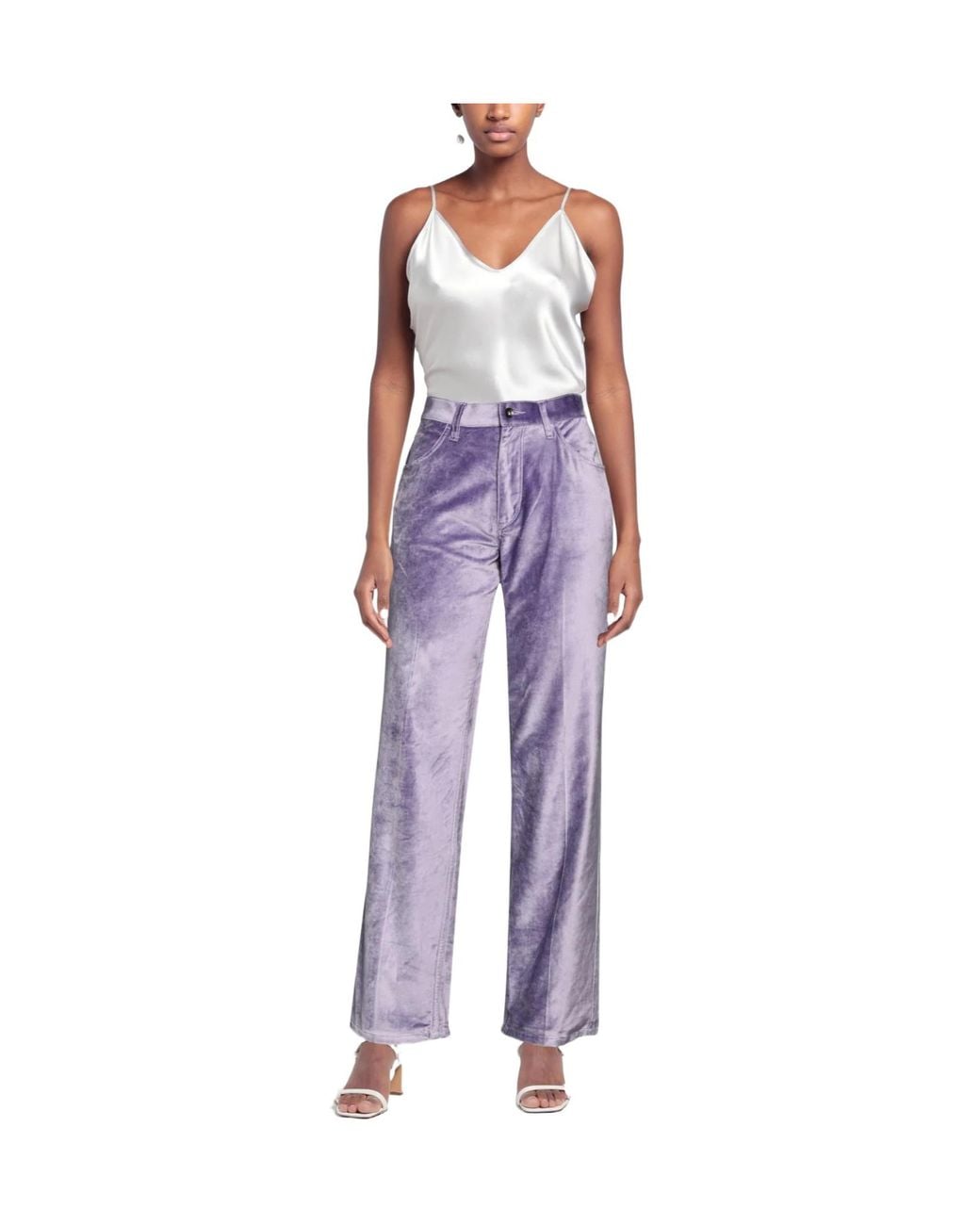 Rag & Bone Purple Solid-Colored Velvet Trousers