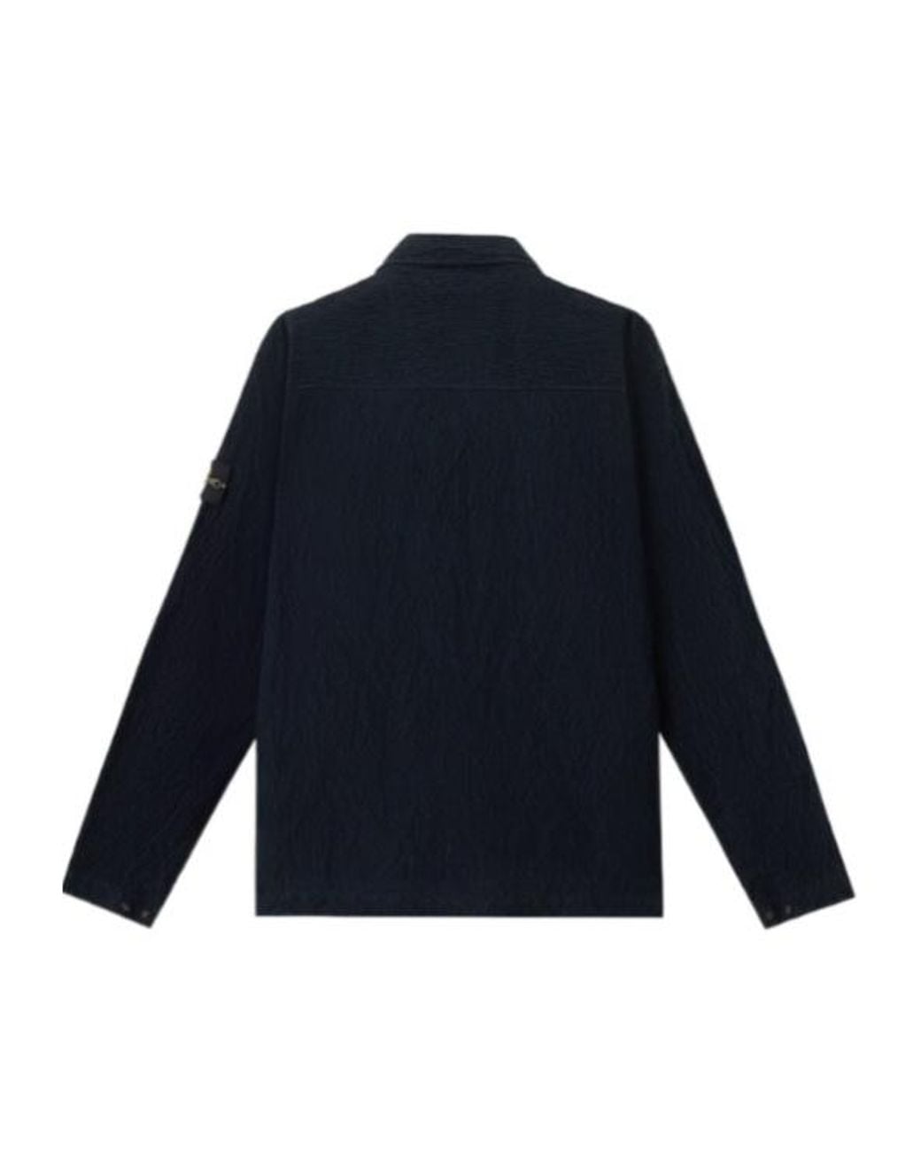 Stone Island Blue Logo Patch Long-Sleeved Overshirt for men