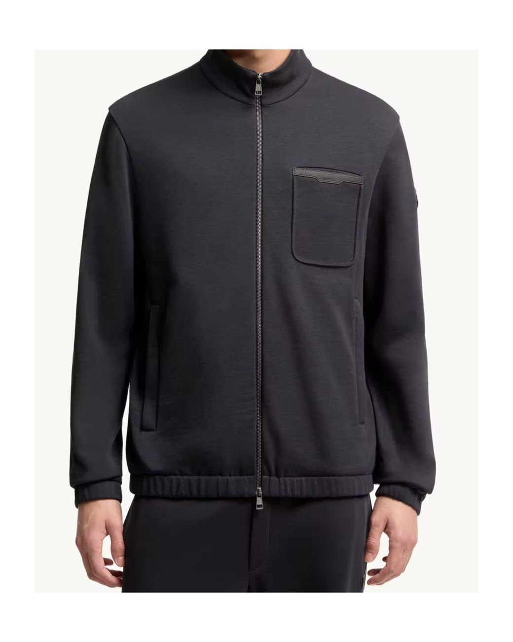 Moncler Blue Zip-Up Pocket Sweatshirt for men
