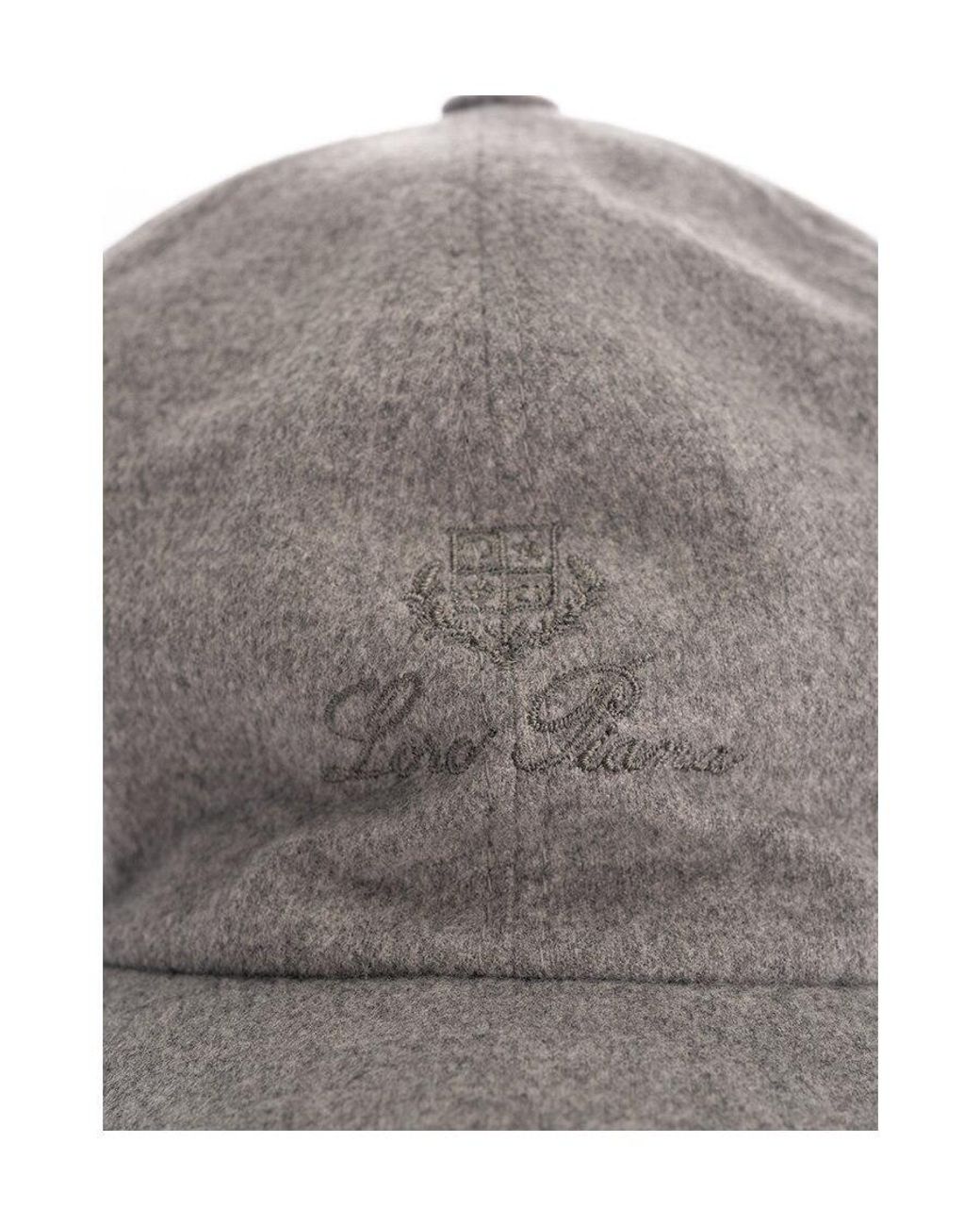 Loro Piana Gray Logo Embroidered Baseball Cap for men