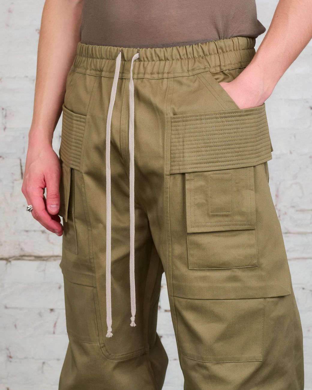 Rick Owens Green Multi-Pocket Casual Pants for men
