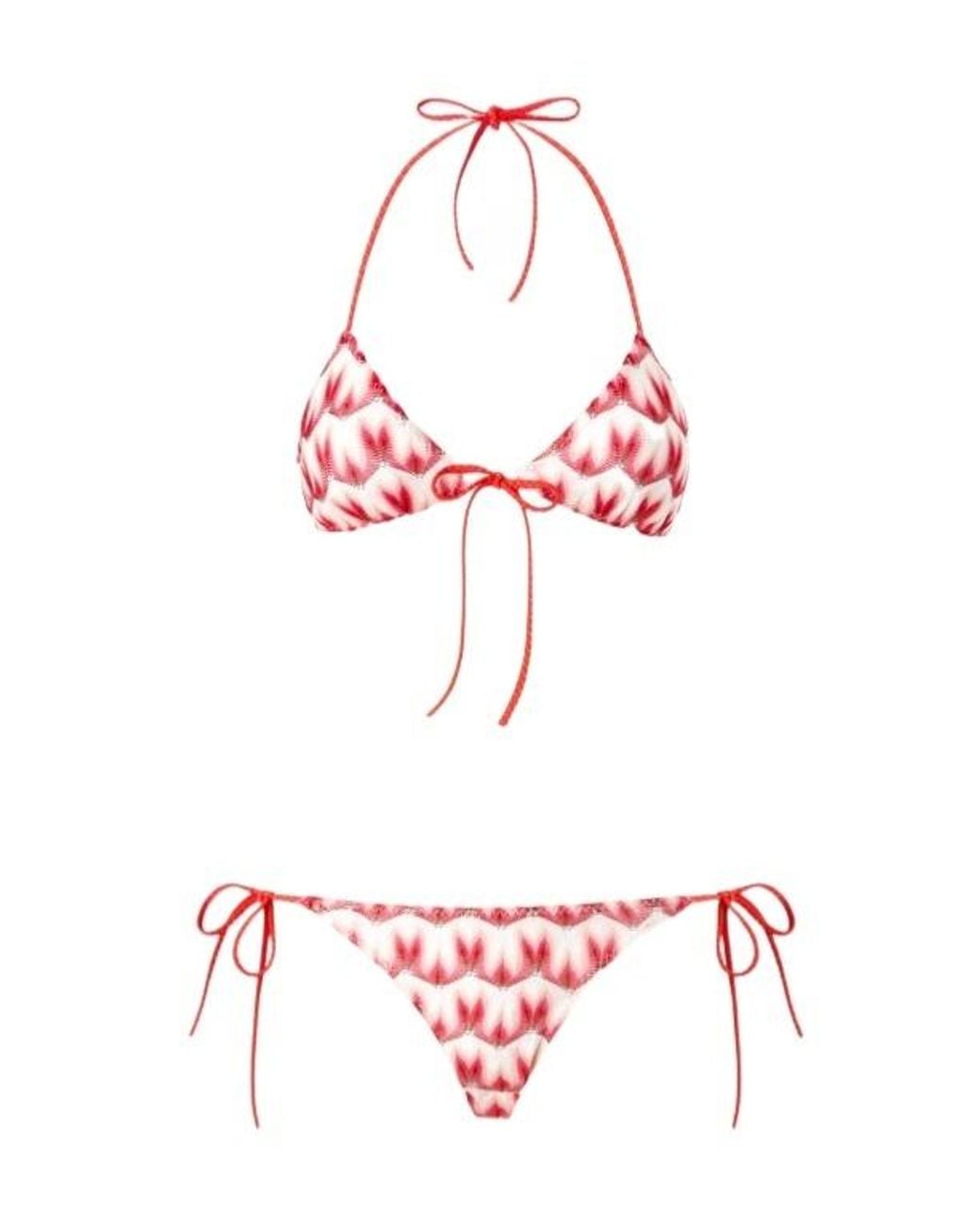 Missoni Red Lace-Knit Triangle Bikini