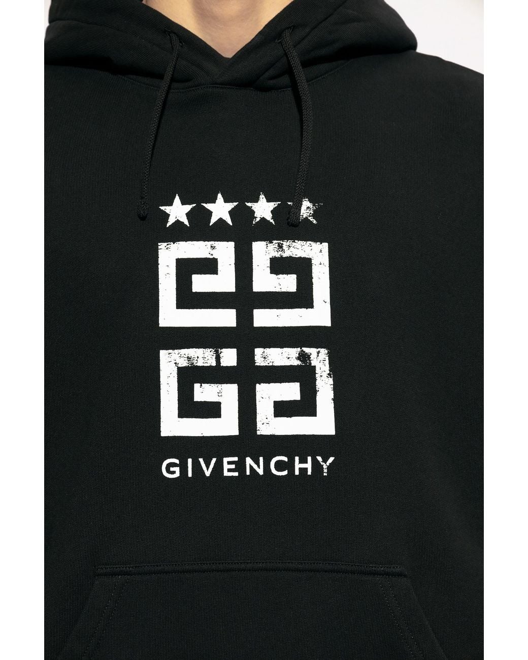 Givenchy Black Logo Printed Drawstring Hoodie for men