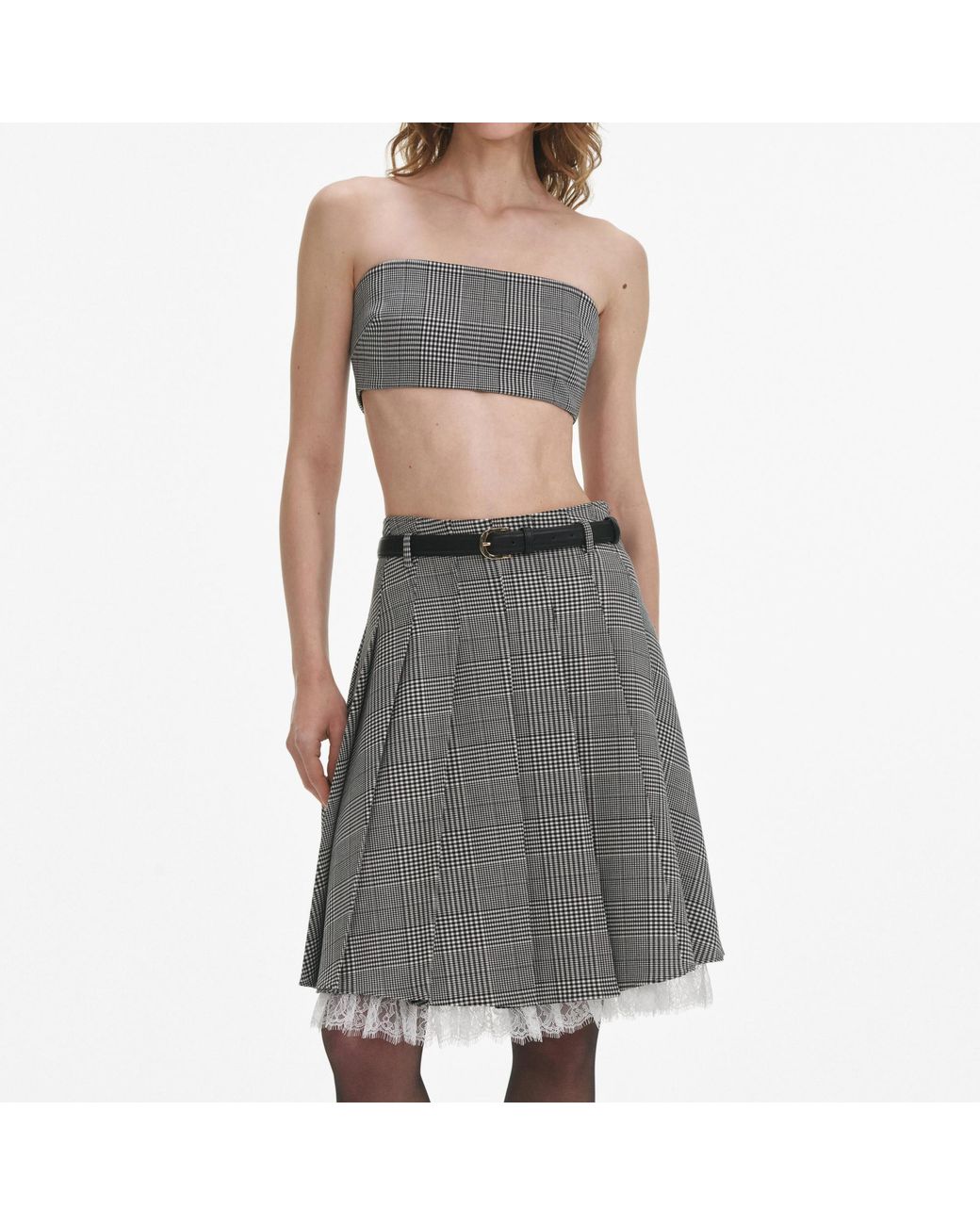 Self-Portrait Gray Prince Of Wales-Check Skirt