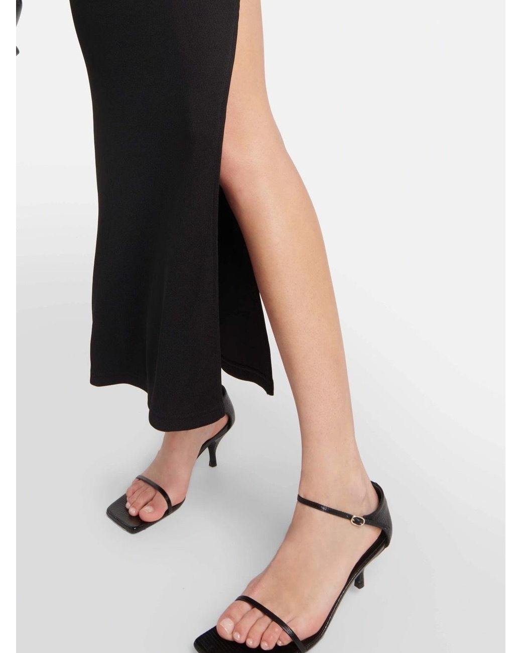 Christopher Esber Black Open Twist Ribbed-Knit Maxi Skirt