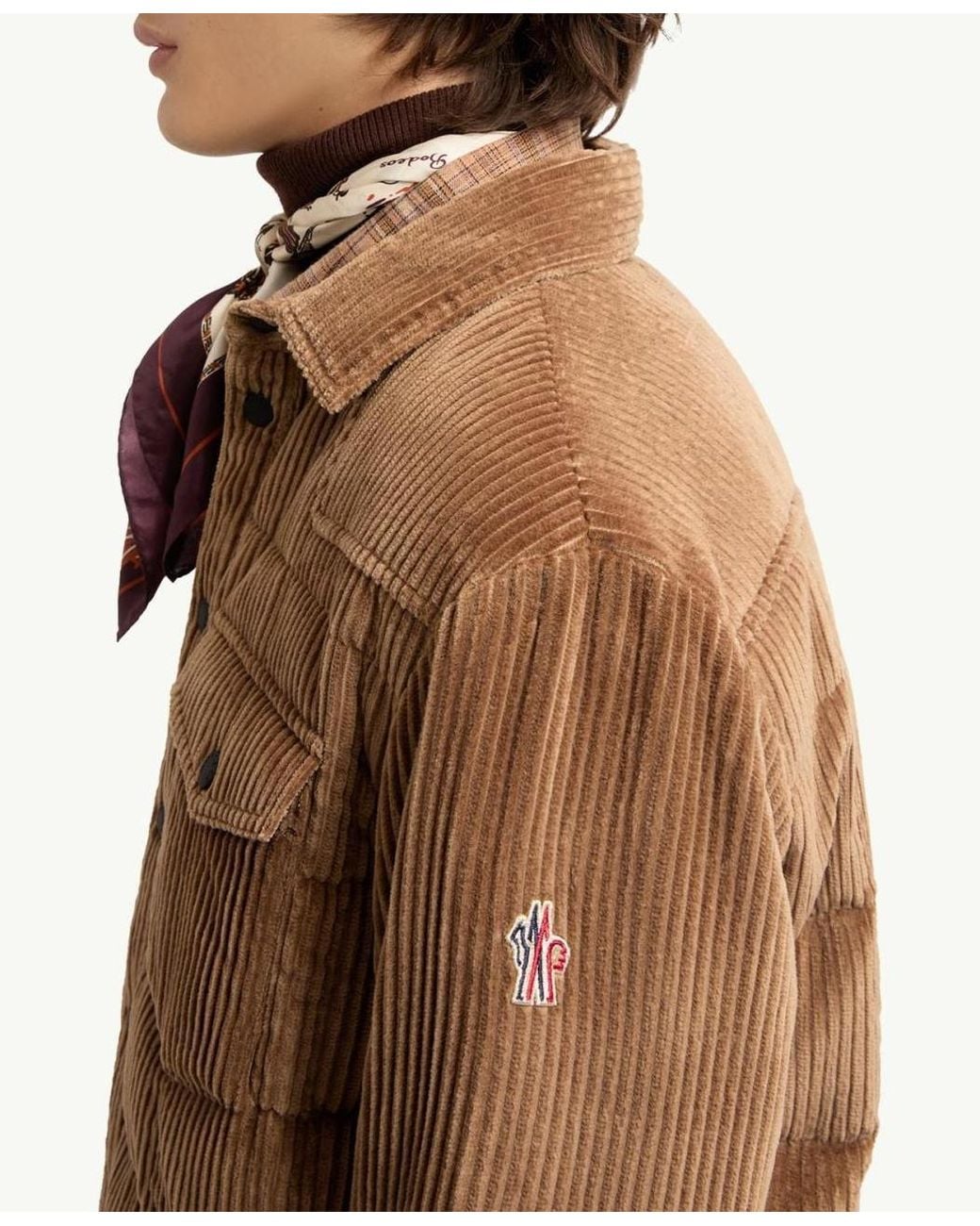 Moncler Brown Gelt Corduroy Down Shirt Jacket for men