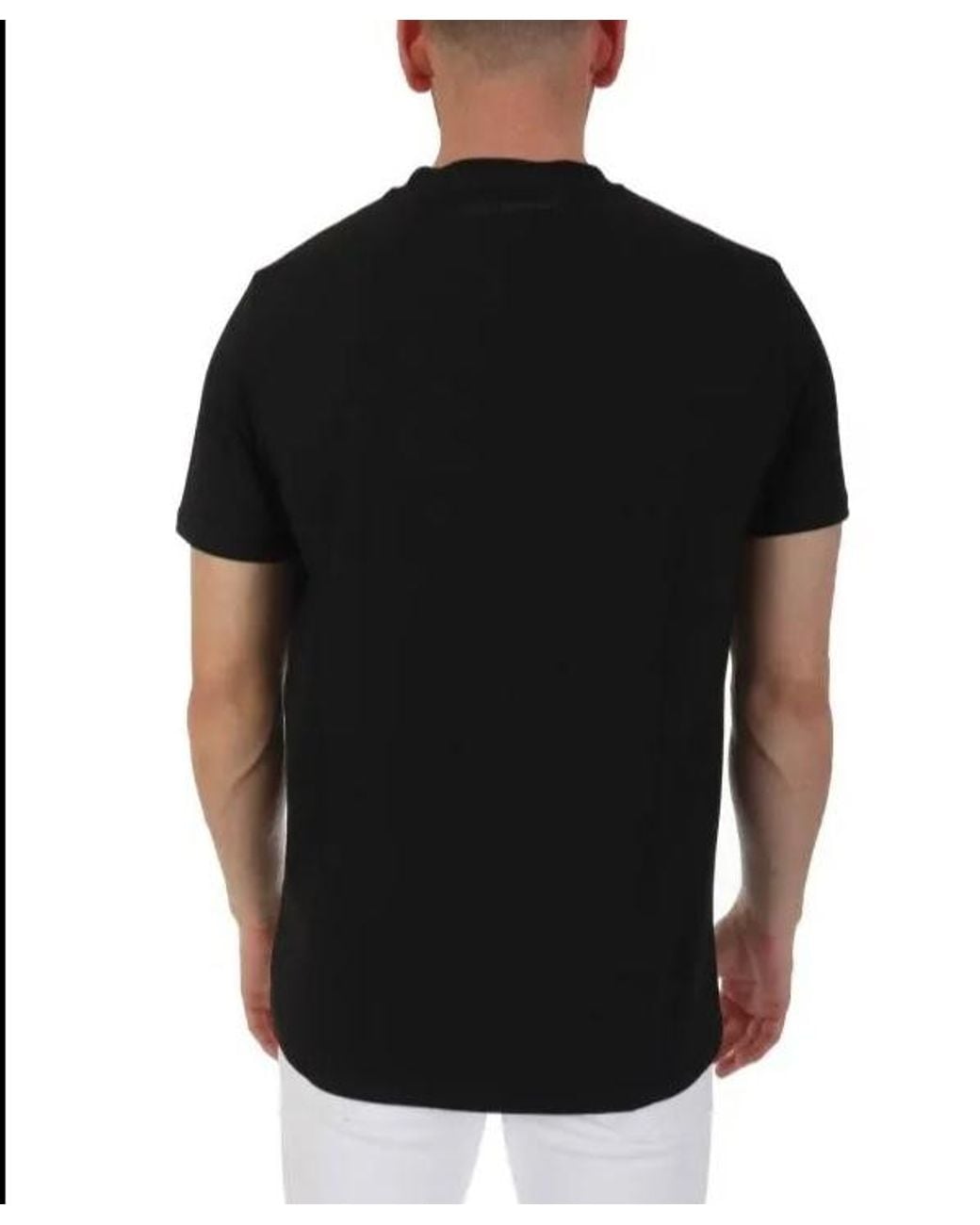 Karl Lagerfeld Black Round Collar Logo T-Shirt for men