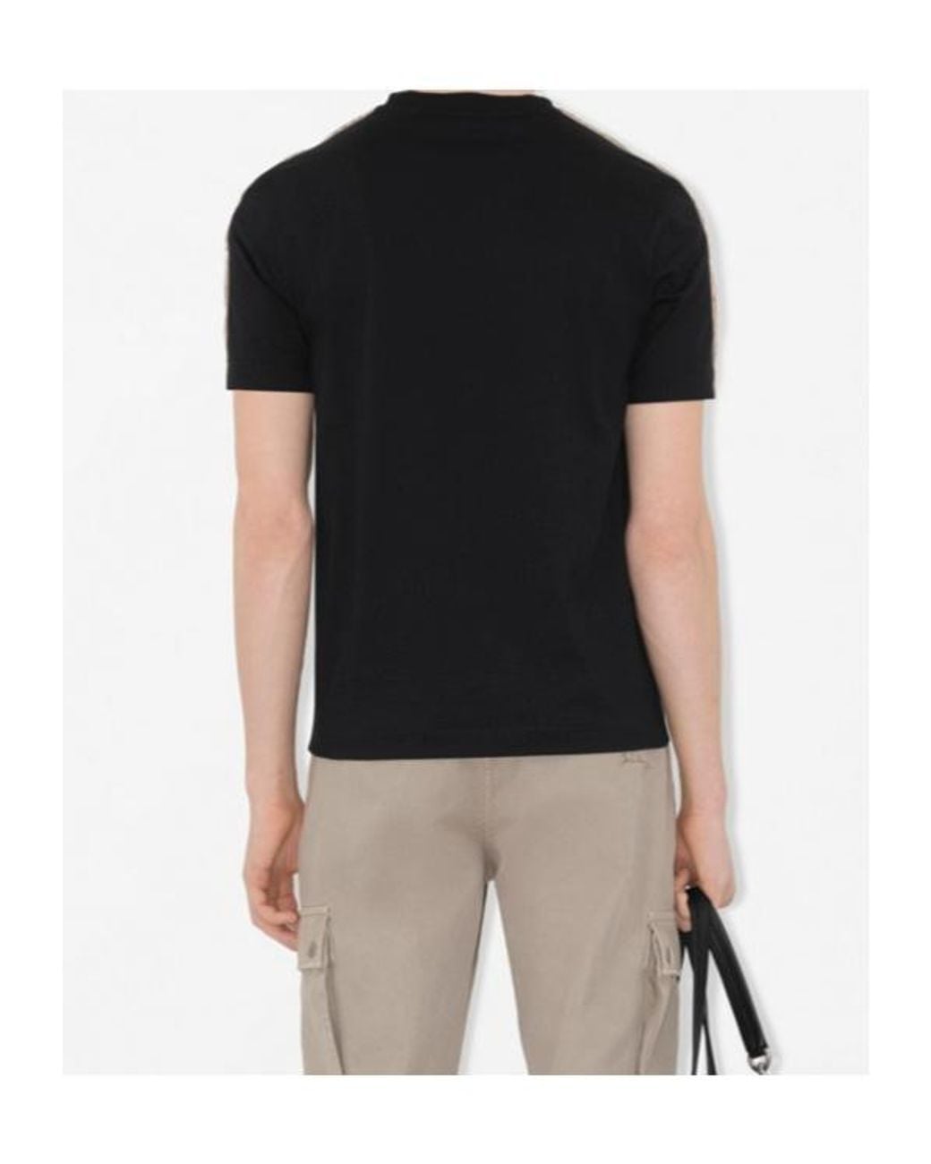 Burberry Black Apos;S Check-Trim Cotton T-Shirt for men