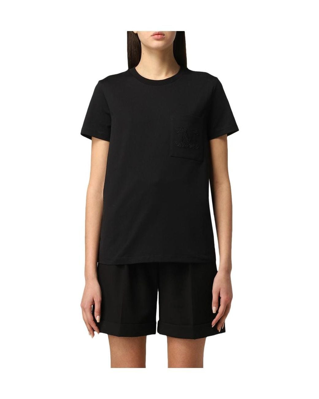 Max Mara Black Logo Crew Neck Short Sleeve T-Shirt