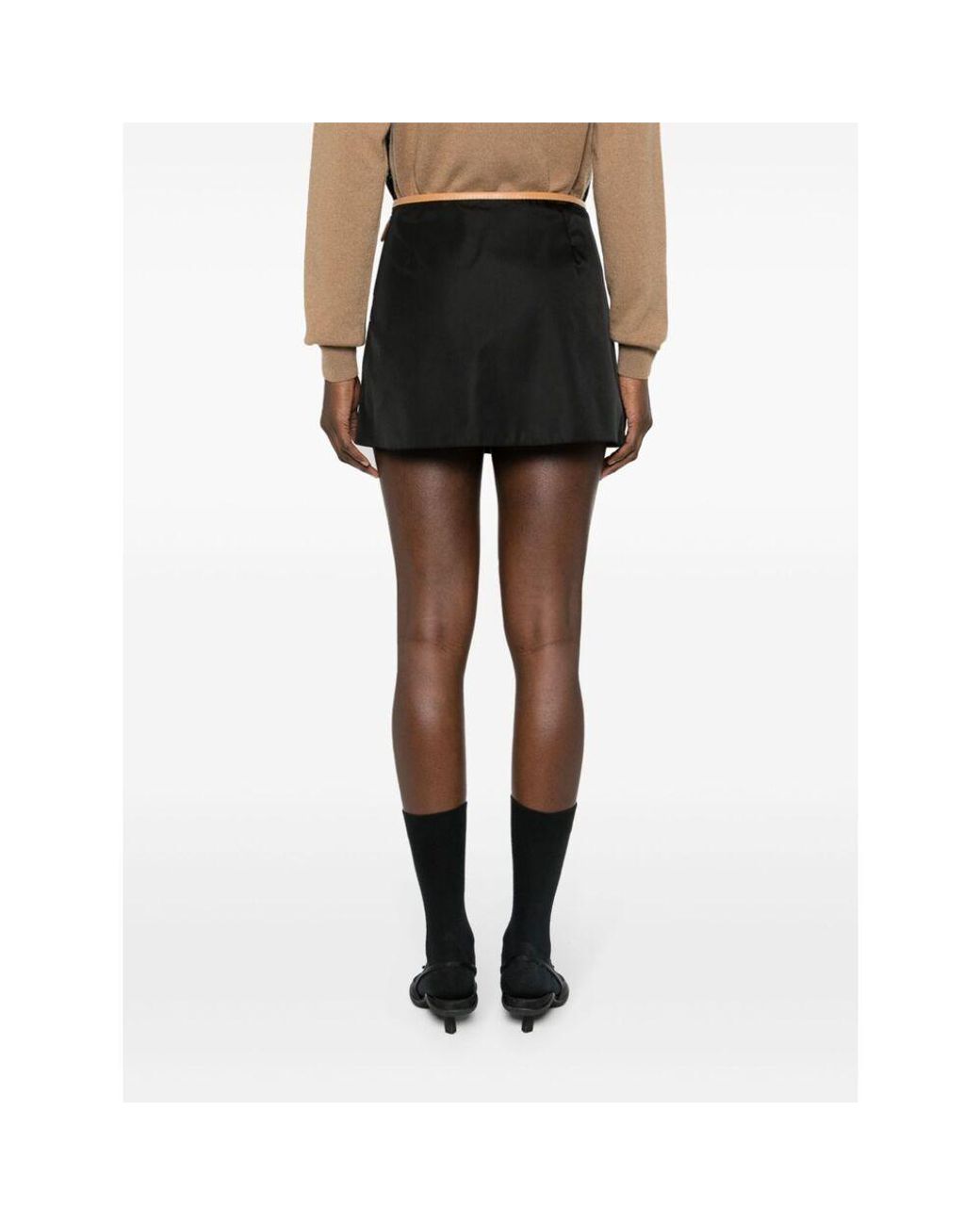 Prada Black Logo Plaque Skirt