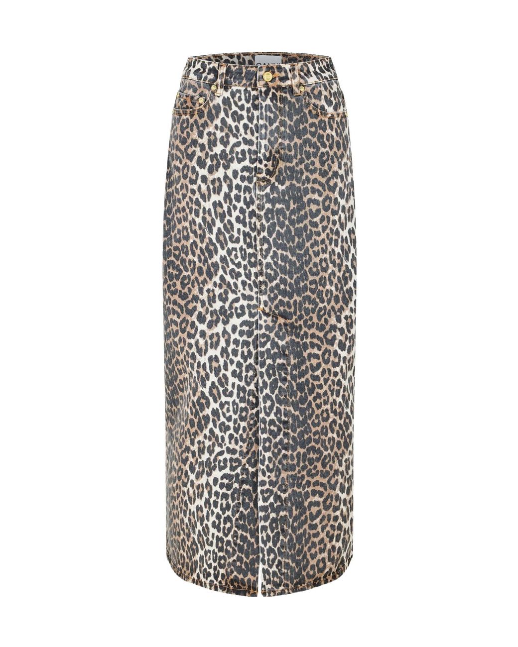 Ganni Gray Stylish Print Versatile Midi Skirt