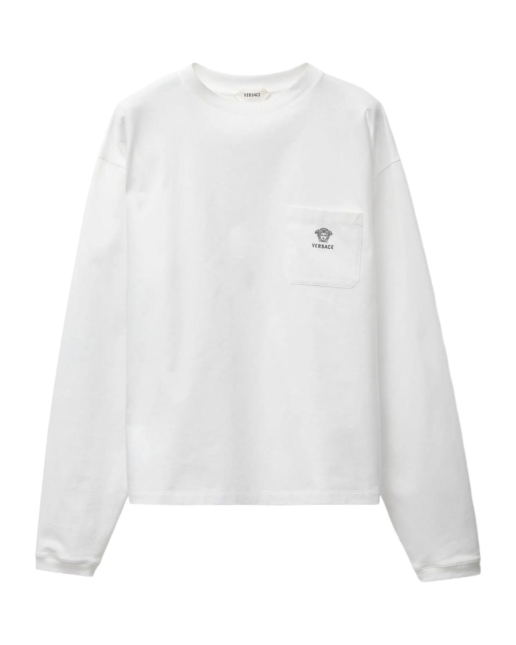 Versace White Logo Pocket Long Sleeve T-Shirt for men