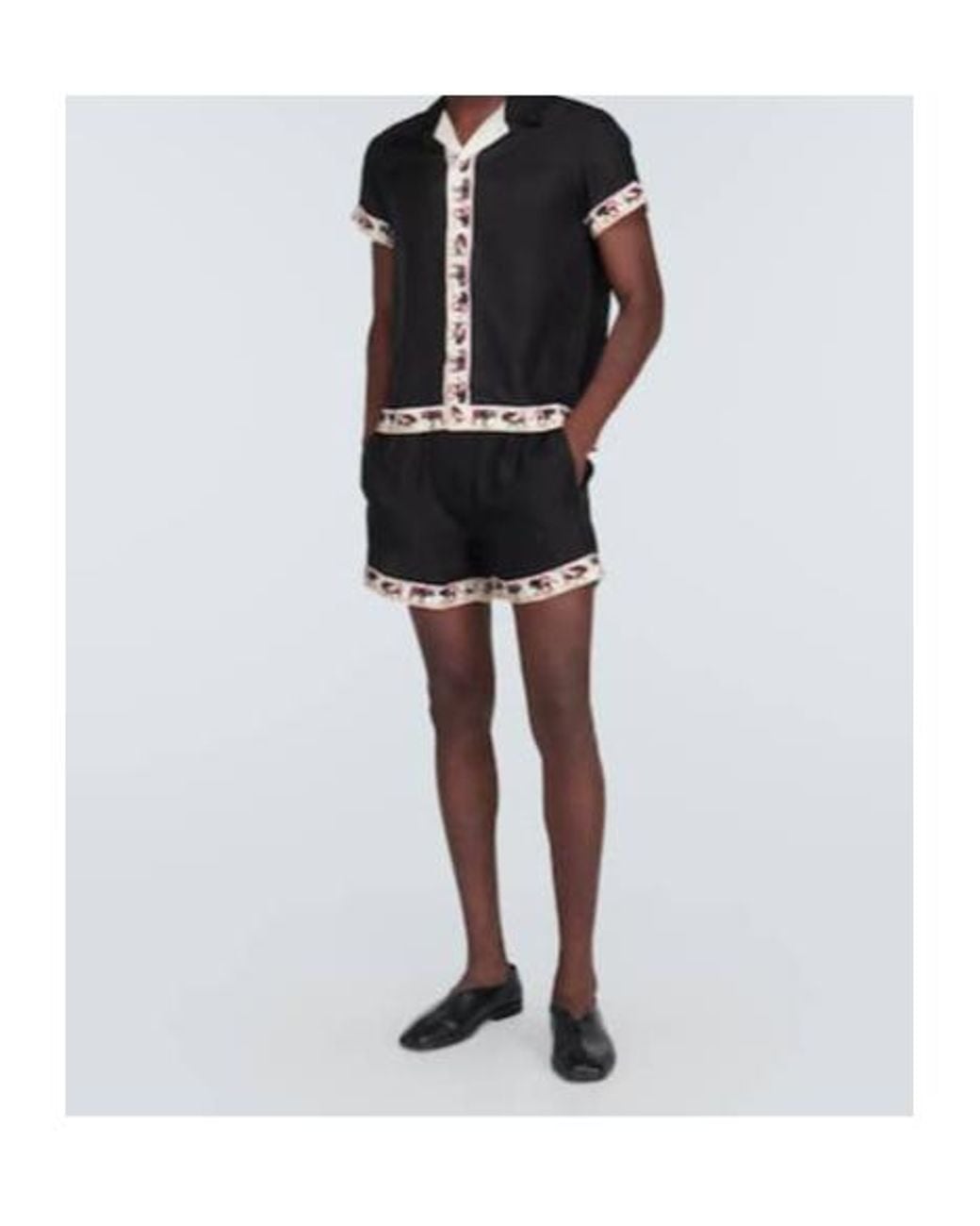 Bode Black Taureau Printed Silk Boxers for men